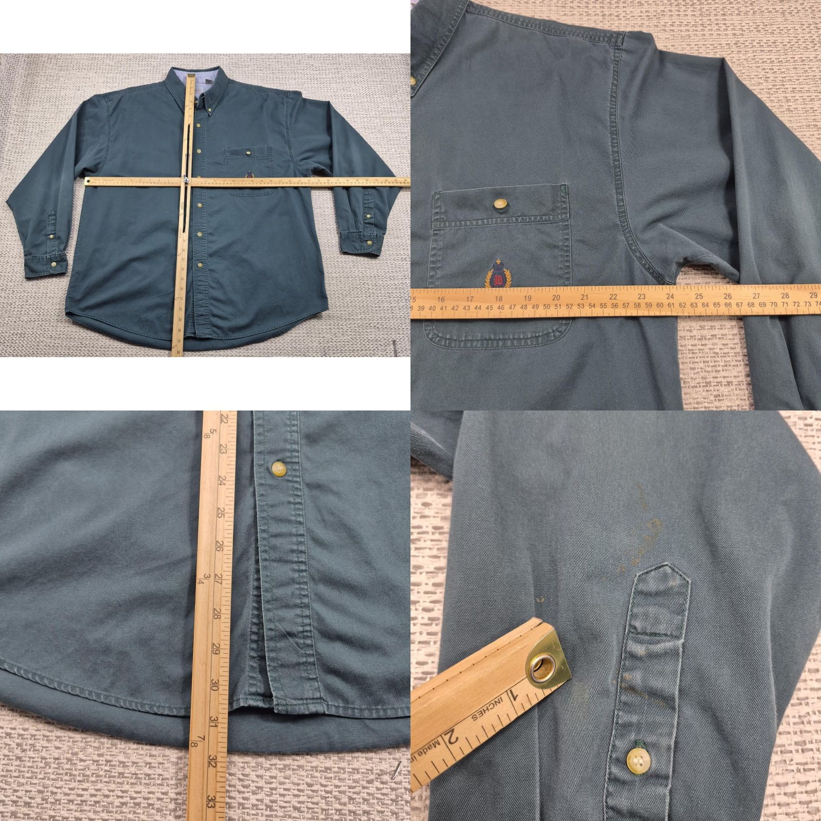 Bugle Boy VTG Bugle Boy Button-Up Shirt Mens 2XL Green Long Sleeve Crest Logo Size US XXL / EU 58 / 5 - 8 Thumbnail
