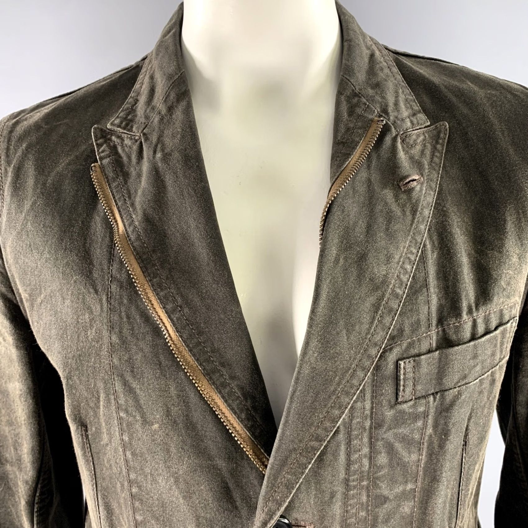 Comme des Garcons Girl COMME des GARCONS HOMME Size L Brown Distressed Cotton Peak Lapel Jacket Size US L / EU 52-54 / 3 - 2 Thumbnail