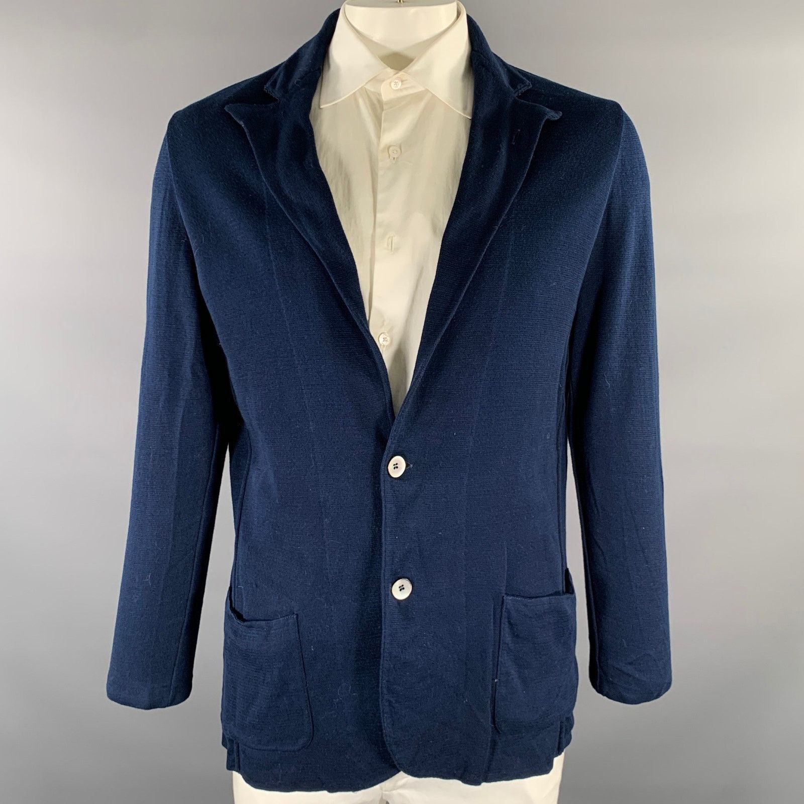 Lardini LARDINI 44R Navy Heather Cotton Notch Lapel Sport Coat Size 44R - 1 Thumbnail