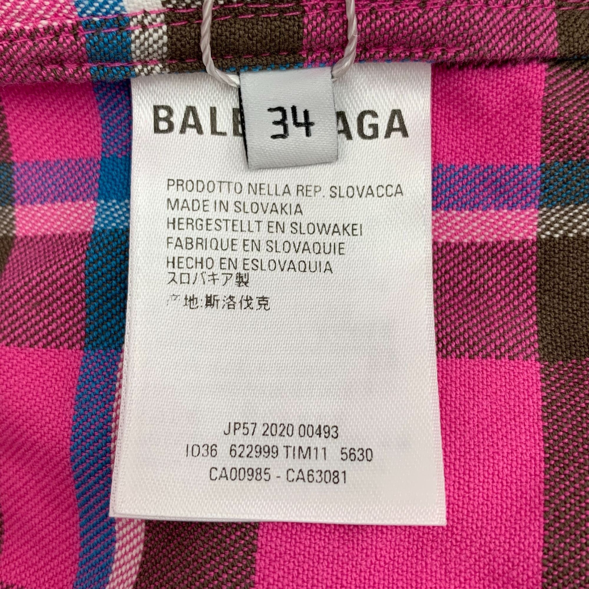 Balenciaga Balenciaga Pink Plaid Cotton Zip-Up Jacket With Elastic Hem Size XXS / US 00 / IT 34 - 5 Thumbnail