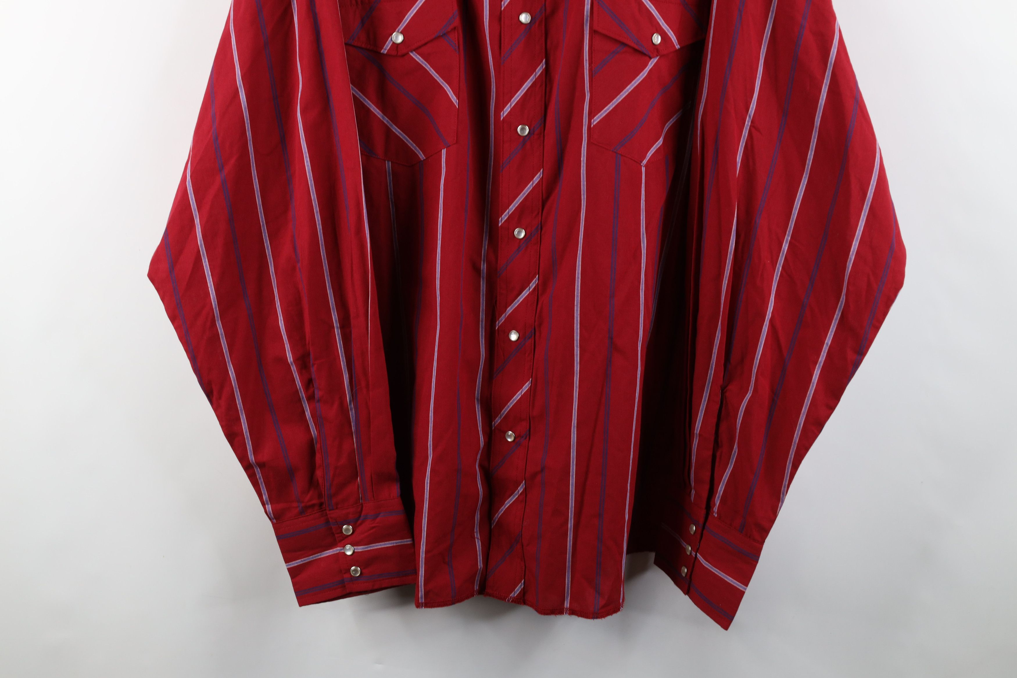 Vintage × Wrangler Vintage 90s Wrangler Brushpopper Western Button Shirt Red Size US XXL / EU 58 / 5 - 3 Thumbnail