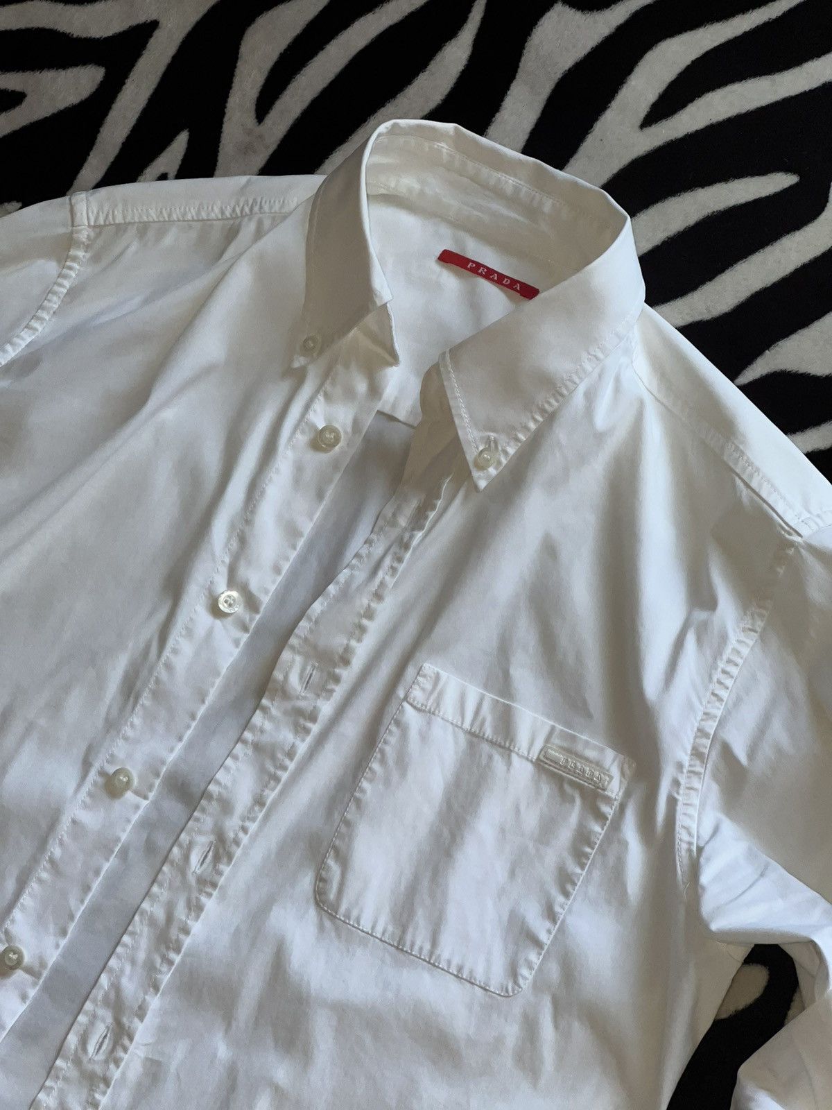 Prada × Tom Ford Prada luxury shirt button down chest pocket white tab logo Size US M / EU 48-50 / 2 - 3 Thumbnail