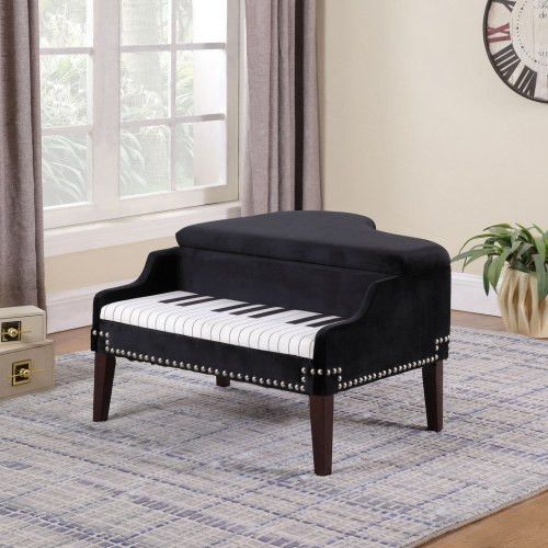 Designer × Homemade 21-Inch-Long Navy-Blue Piano Silver Nailheads Storage Ottoma Size US L / EU 52-54 / 3 - 6 Thumbnail