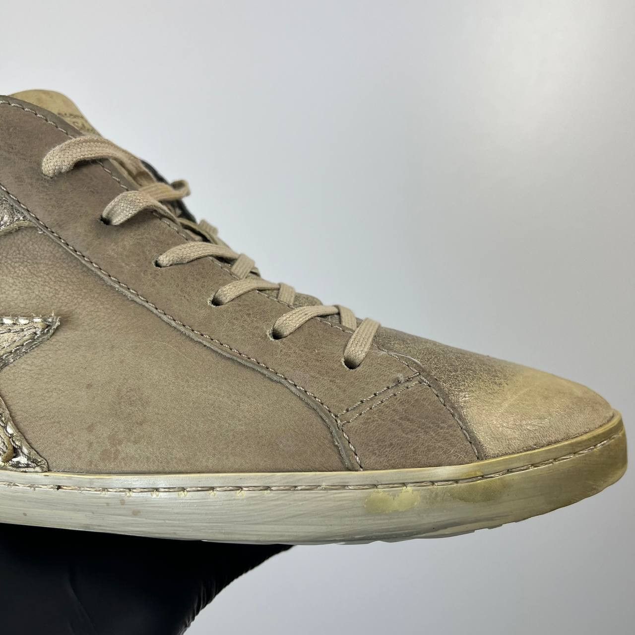 Other Roberto Santi Selection Gold Leather High Top Sneakers EU 40 Size US 8 / IT 38 - 11 Thumbnail