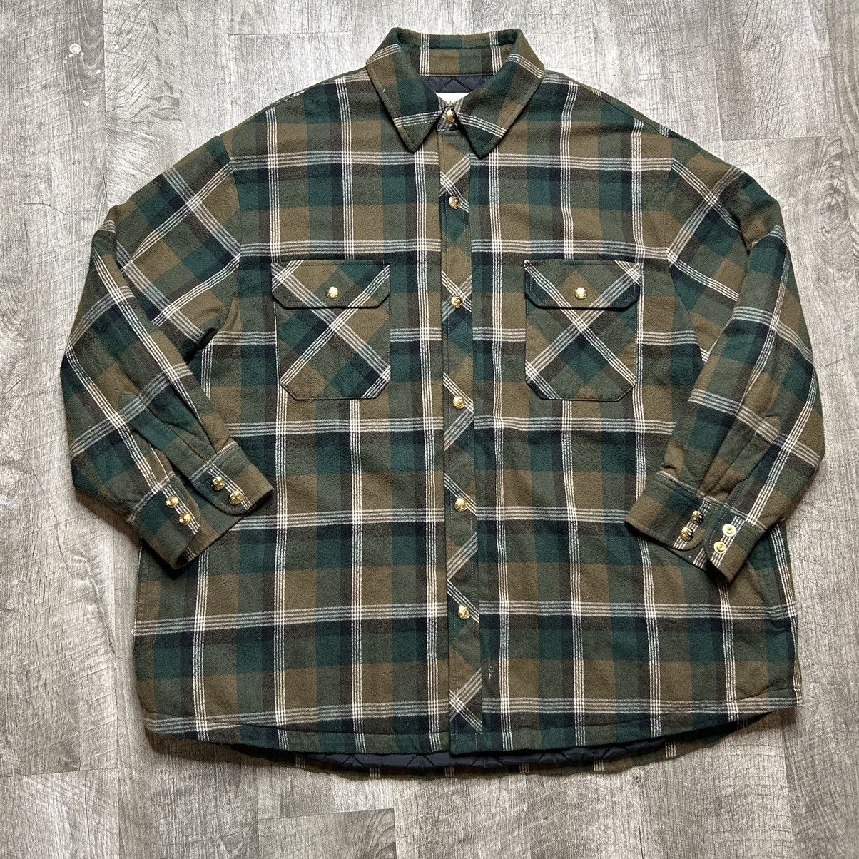 image of Celine Oversized Tartan Insulated Jacket in Green, Men's (Size XL)