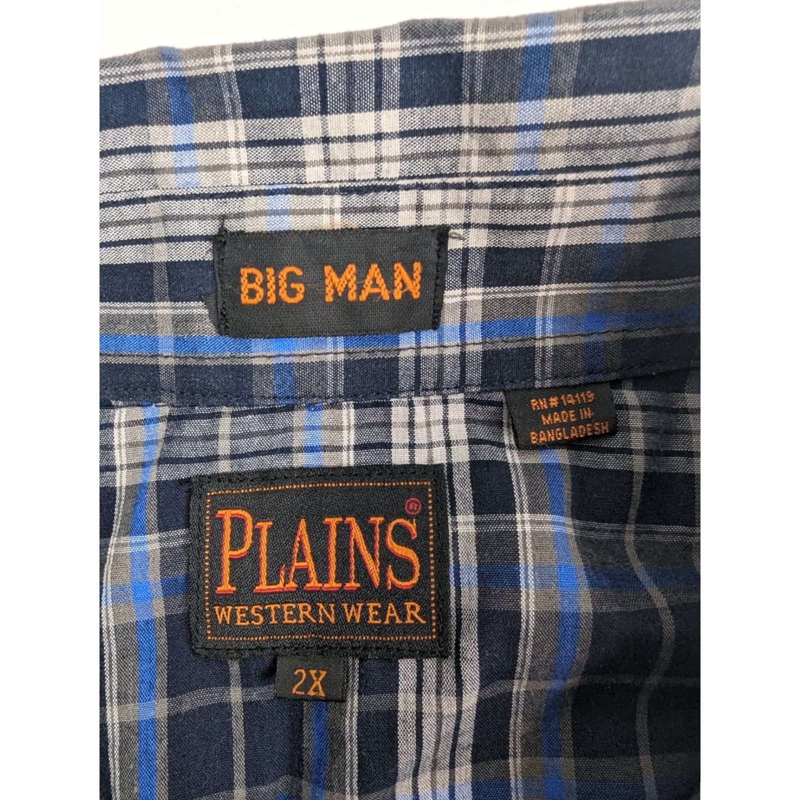 Vintage VINTAGE? (No) Plains Western Wear Shirt Mens 2X Blue Pearl Snap Big Man Plaid Cowboy Rodeo Size US XXL / EU 58 / 5 - 7 Thumbnail