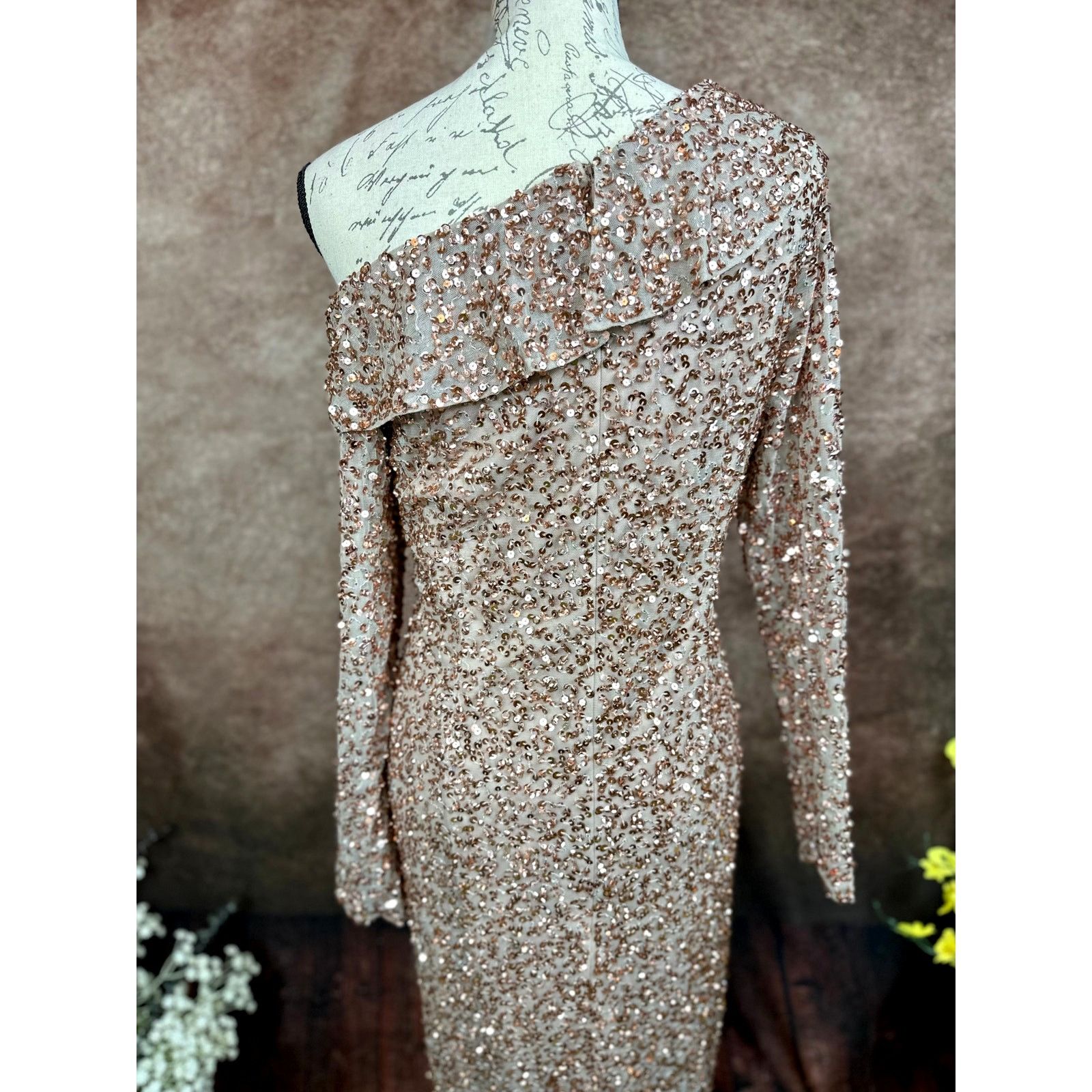 Other Mac Duggal Sequin Off the Shoulder Midi Dress Copper size 12 Size XL / US 12-14 / IT 48-50 - 9 Thumbnail