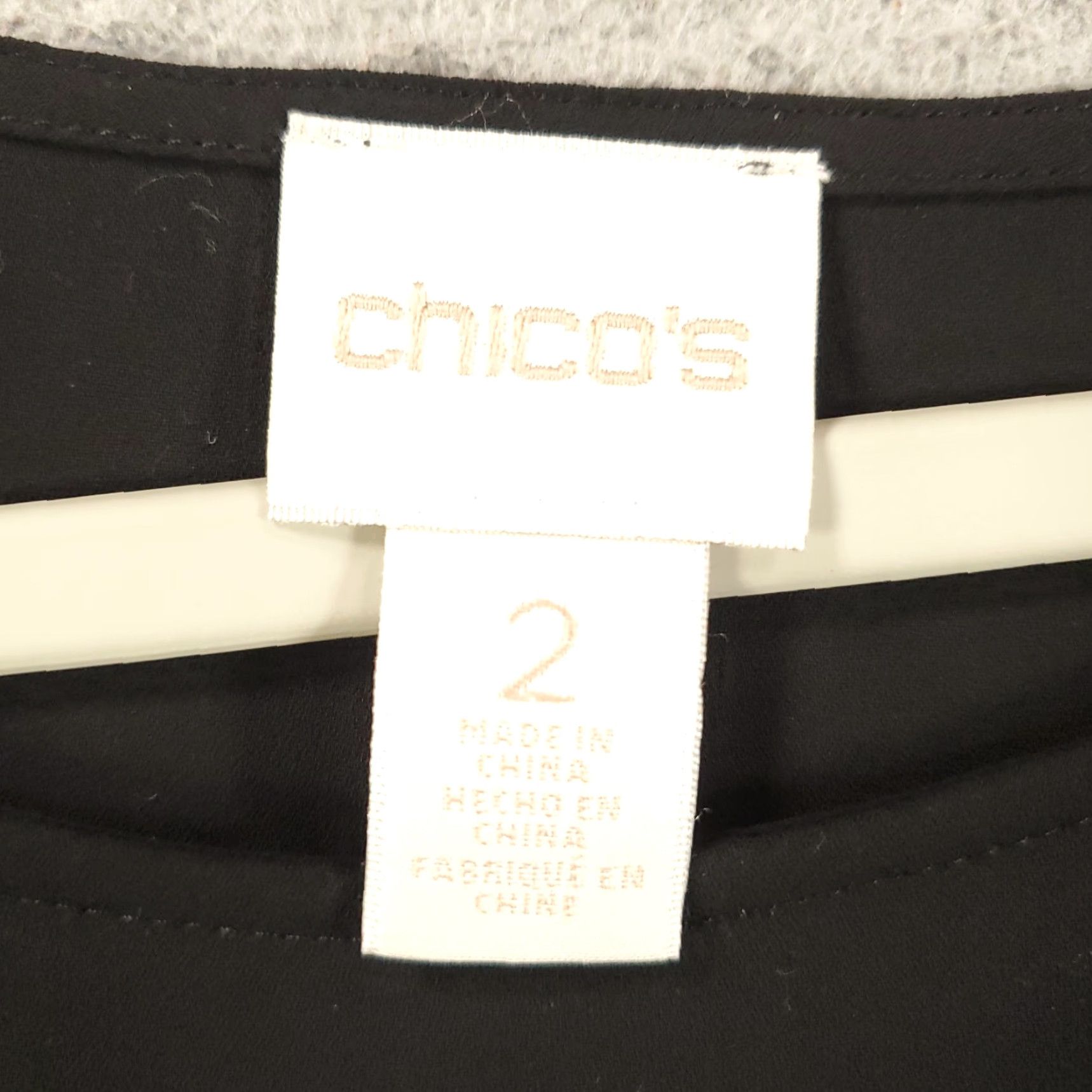 Vintage Chicos Blouse Womens Large Black Tiered Flutter Sleeve Boat Neck Tunic 2 Size L / US 10 / IT 46 - 5 Thumbnail