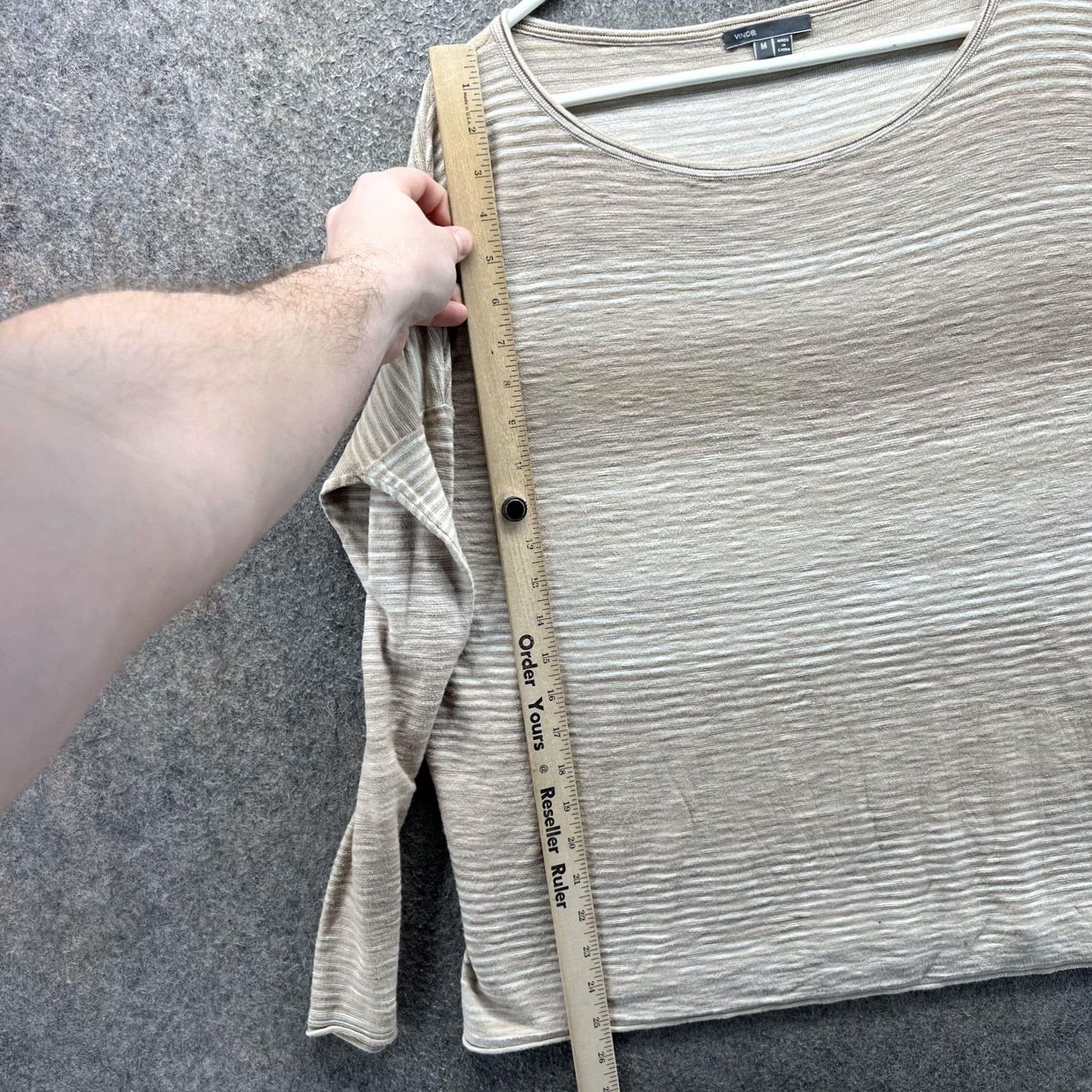 Vince VINCE Shirt Womens M Beige Striped Jersey Long Sleeve Relaxed Top Size M / US 6-8 / IT 42-44 - 5 Thumbnail