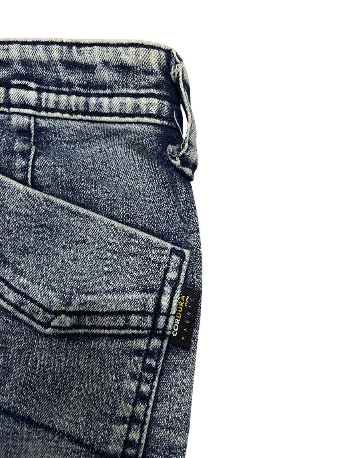 Balmain Next Workerz X Cordura Acid Wash Denim Padded Biker Pants Size US 33 - 9 Thumbnail