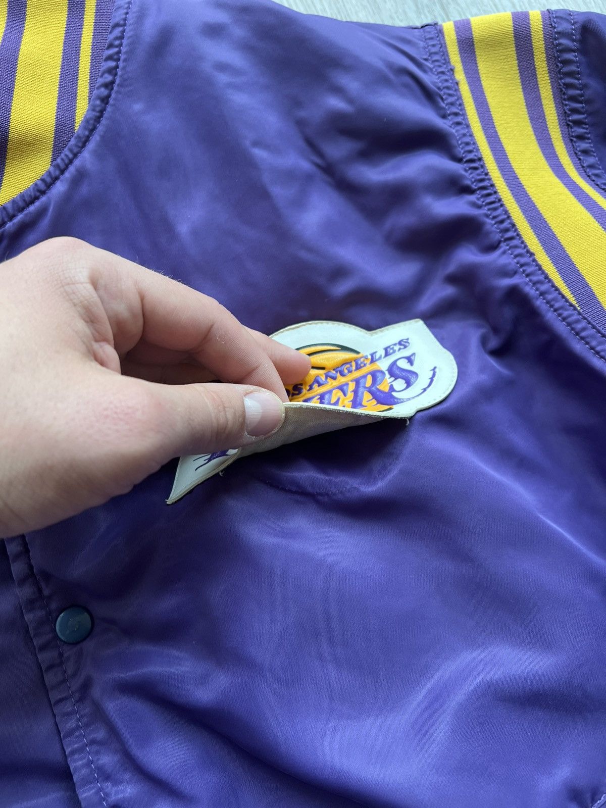 NBA × Vintage Vintage 80-90s NBA L.A. Lakers Purple Bomber Varsity Jacket Size US L / EU 52-54 / 3 - 12 Thumbnail