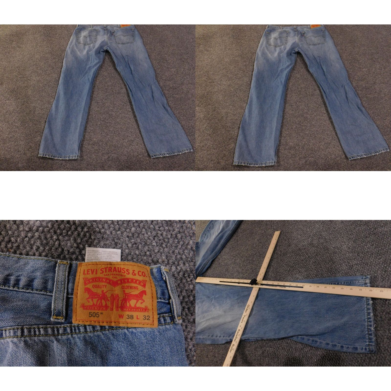 Levi's VINTAGE Levis 505 Jeans Mens 38x32 Light Blue Blue Regular Fit Straight Leg Zip Fly 5-Pocket Men Mens Jeans Size US 38 / EU 54 - 8 Thumbnail