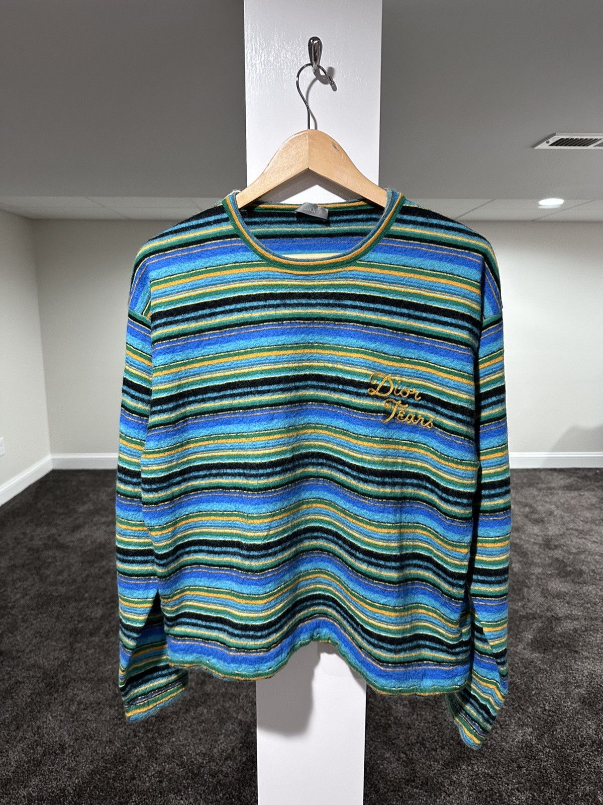 DENIM TEARS × Dior Dior x Denim Tears FW23 Blue/Yellow Striped Knit Sweater Size US M / EU 48-50 / 2 - 1 Thumbnail
