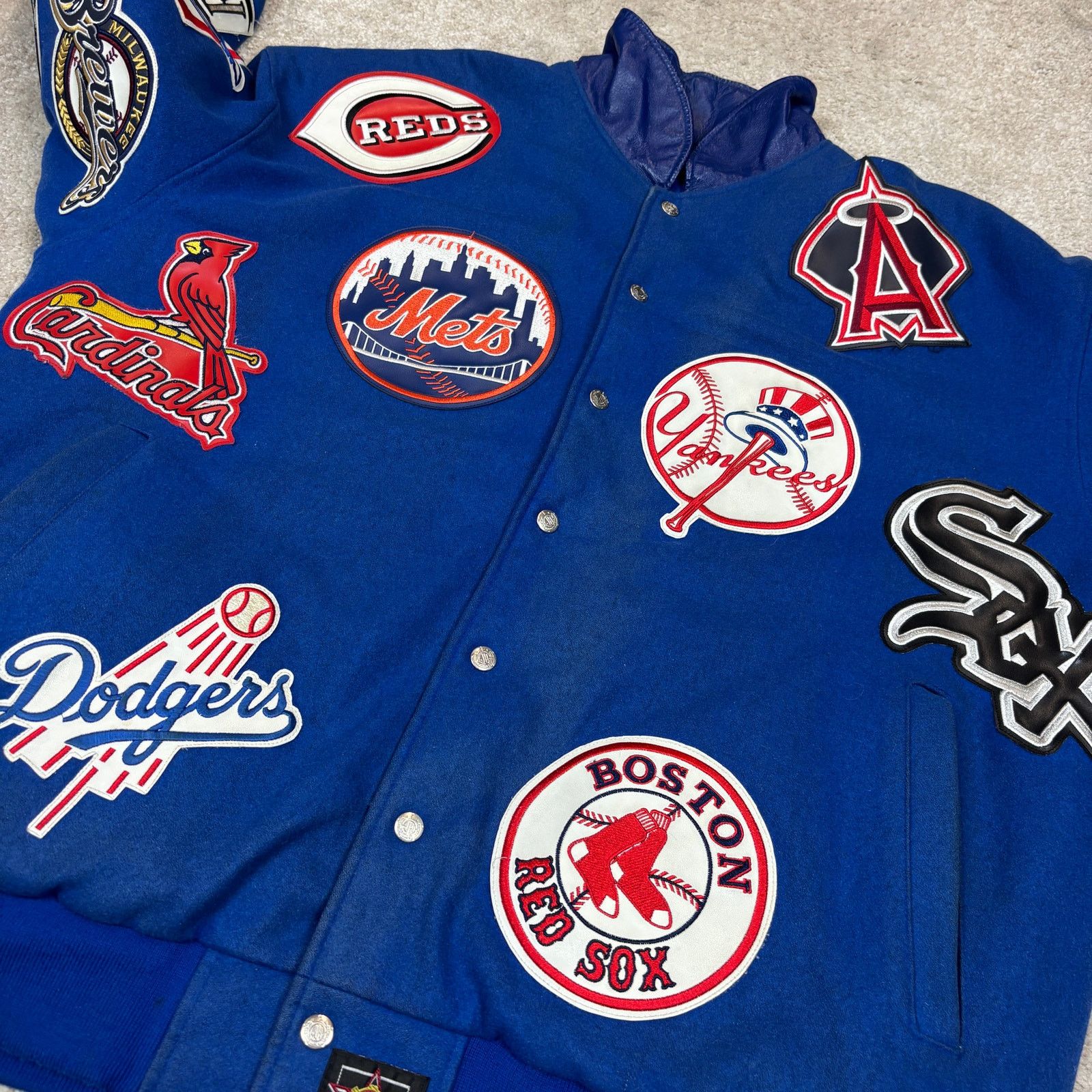 Jeff Hamilton × Vintage Vintage Jeff Hamilton MLB Patch Wool Reversible Jacket 3XL Size US XXL / EU 58 / 5 - 17 Thumbnail