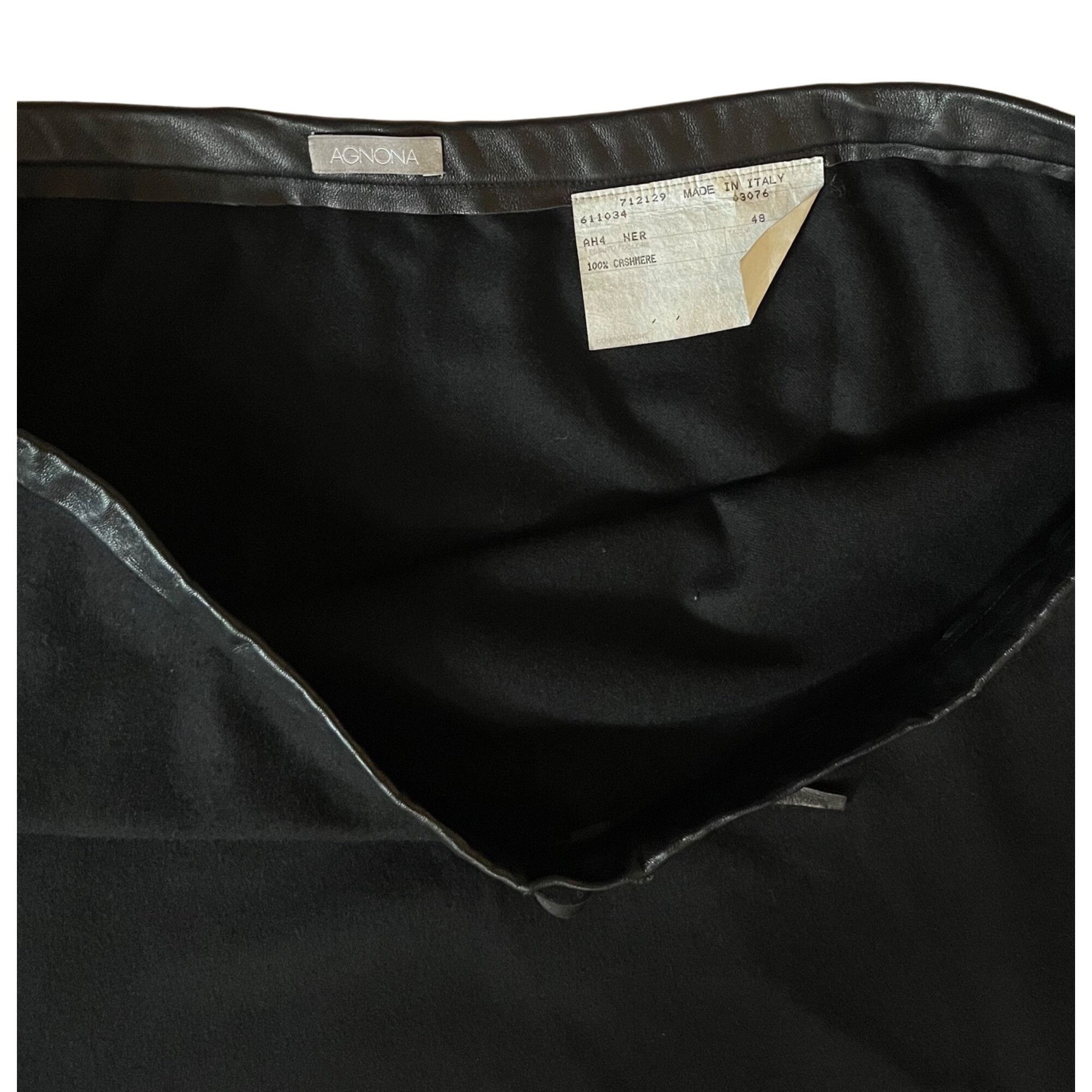 Agnona New? $1200 Agnona 48 US 12 100% Cashmere Midi Skirt Leather Size 34" / US 12 / IT 48 - 5 Thumbnail