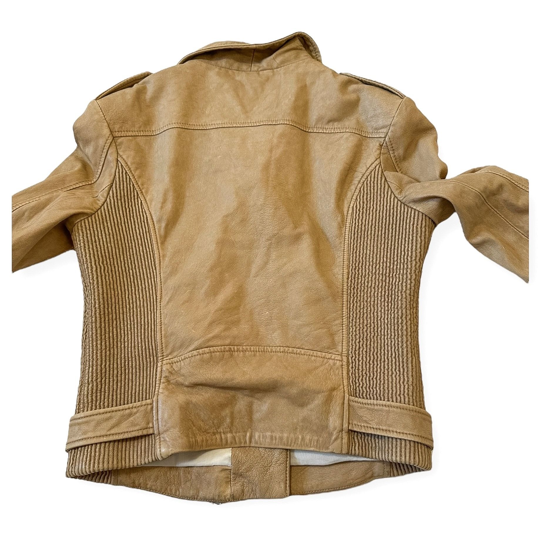 Iro IRO Evana Double Zip Leather Biker/Moto Jacket in Beige, Si Size XS / US 0-2 / IT 36-38 - 7 Thumbnail