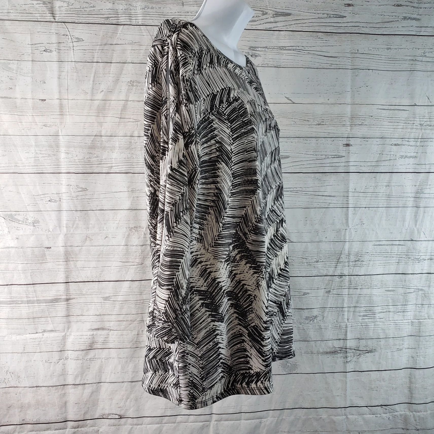 Vintage Chico's Easywear Womens Top L Gray White 3/4 Sleeve Blouse Pullover Size L / US 10 / IT 46 - 3 Thumbnail
