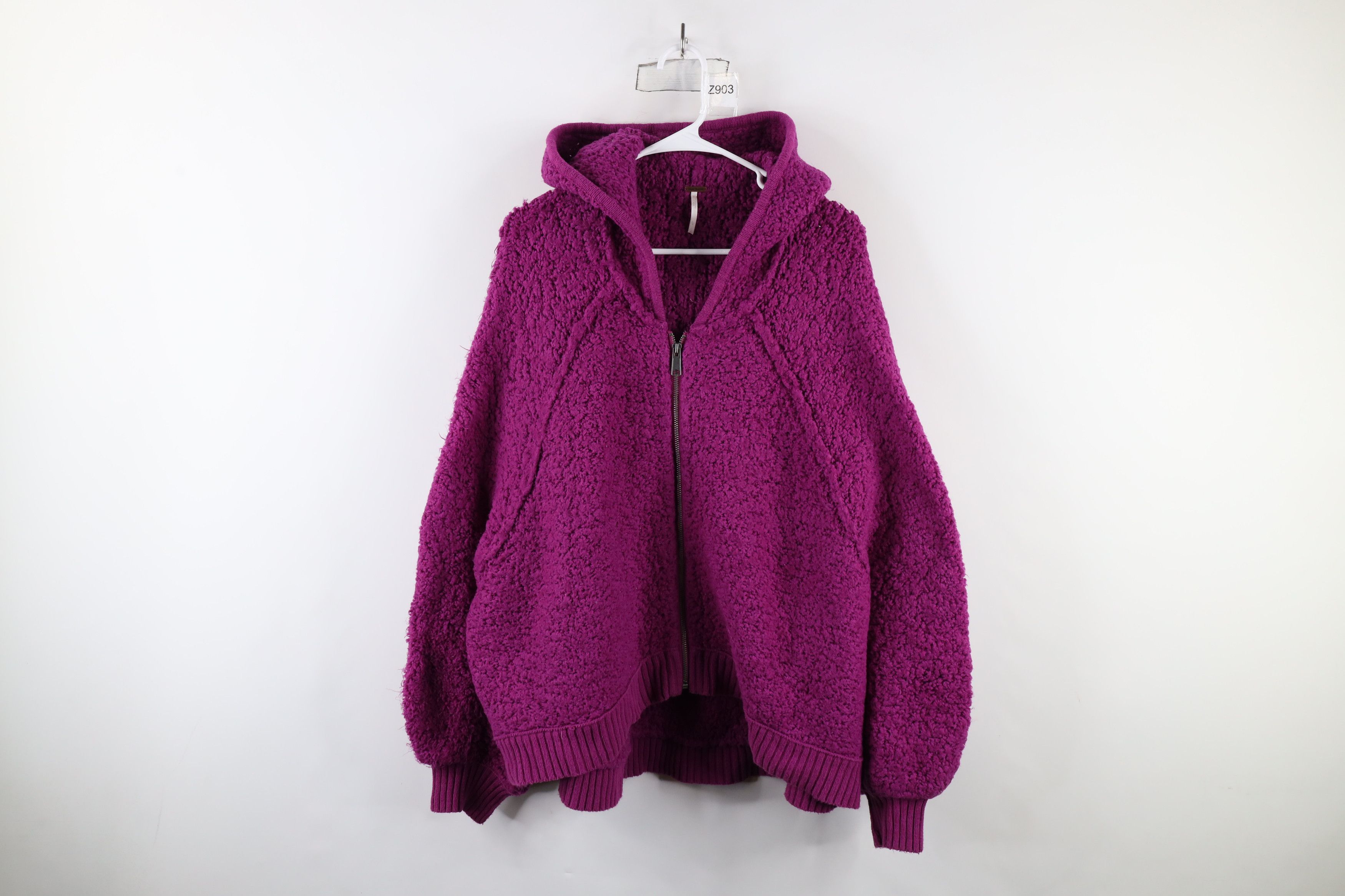 Free People × Vintage Free People Oversized Baggy Cropped Full Zip Hoodie Pink Size L / US 10 / IT 46 - 1 Thumbnail
