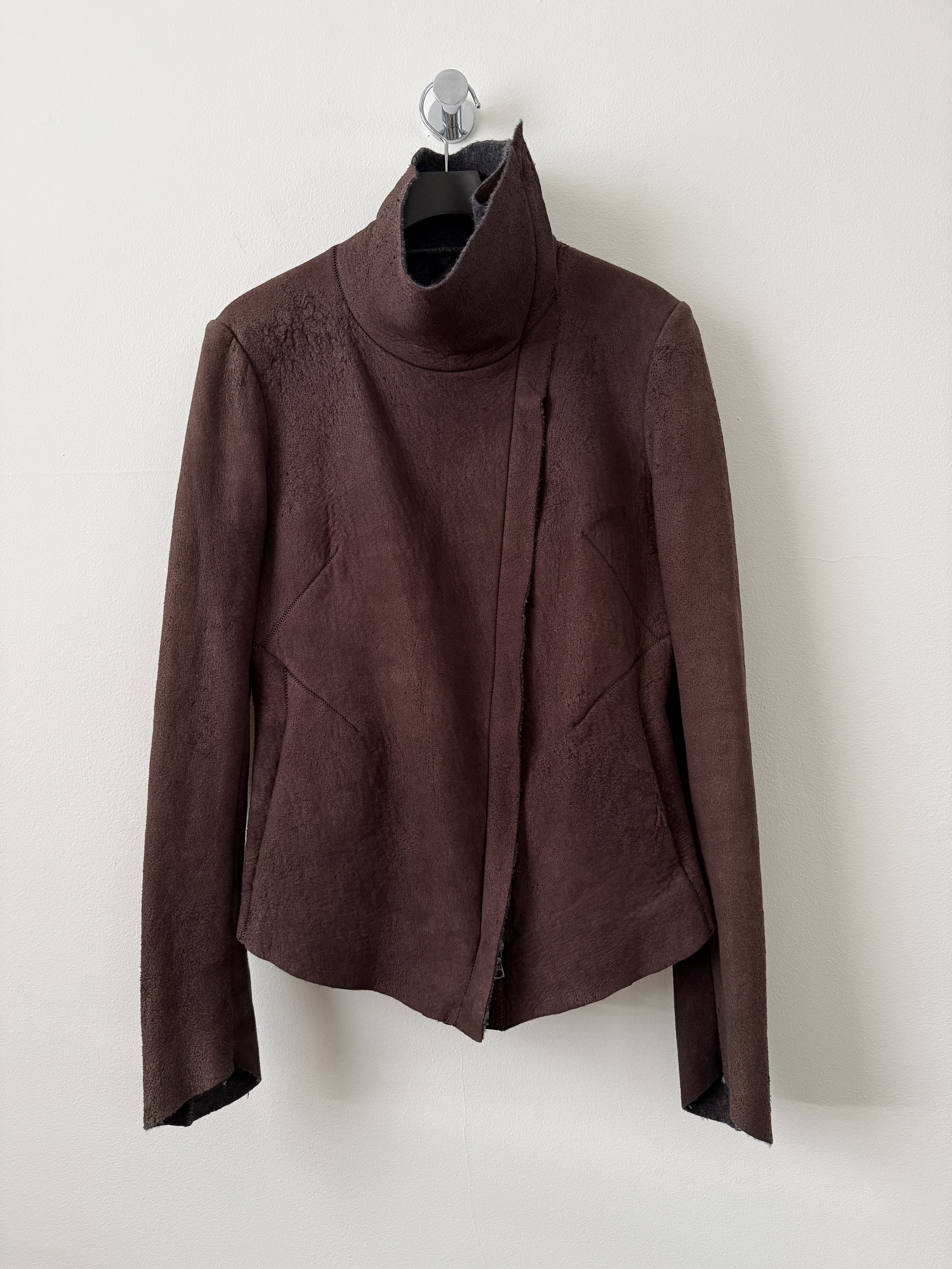 Isaac Sellam Experience Lambskin Leather Asymmetrical Wool Lined Jacket Size M / US 6-8 / IT 42-44 - 3 Thumbnail