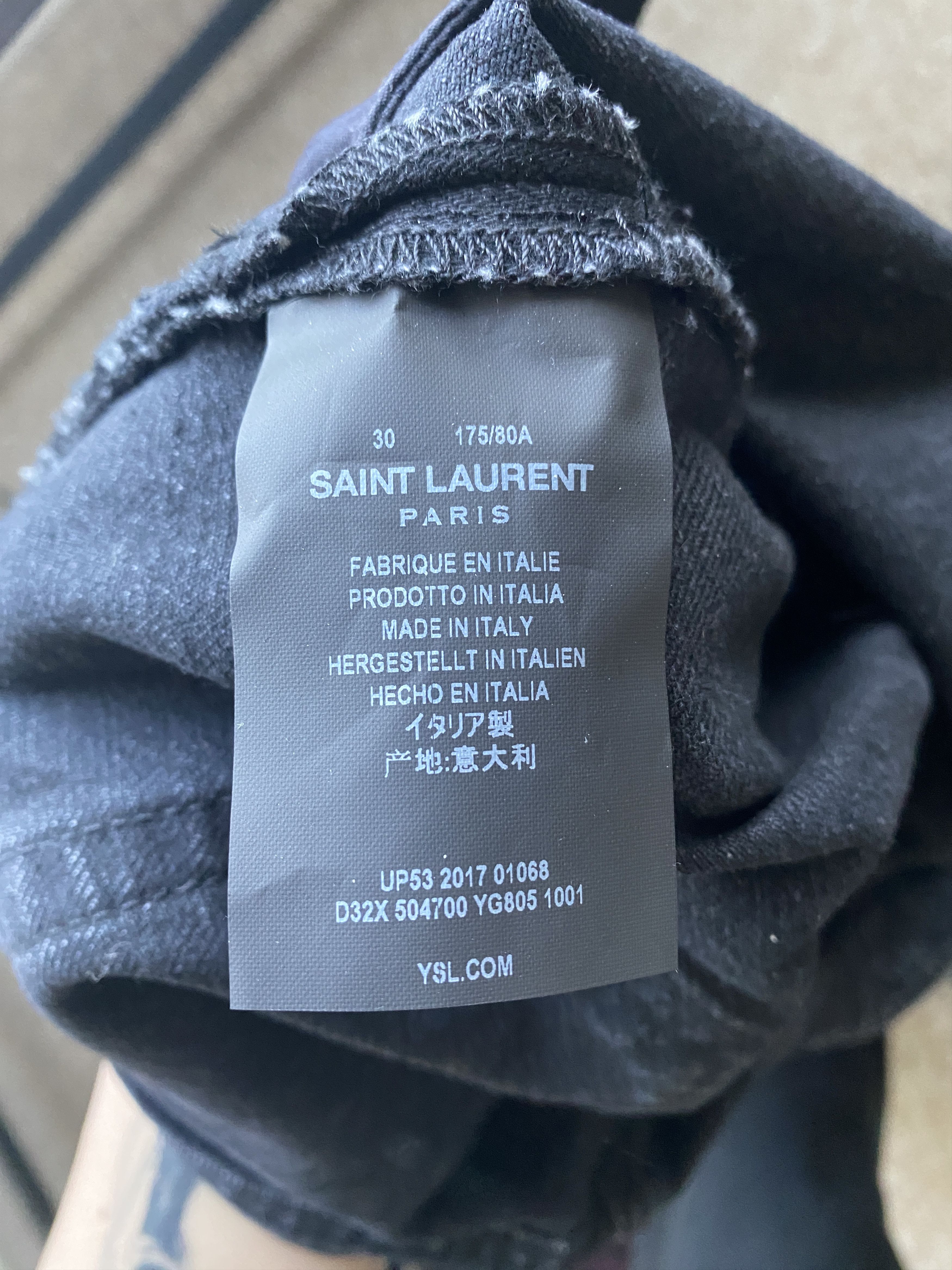 Saint Laurent Paris NWT D02 knee slit trash black acid wash pair #1 Size US 30 / EU 46 - 8 Thumbnail