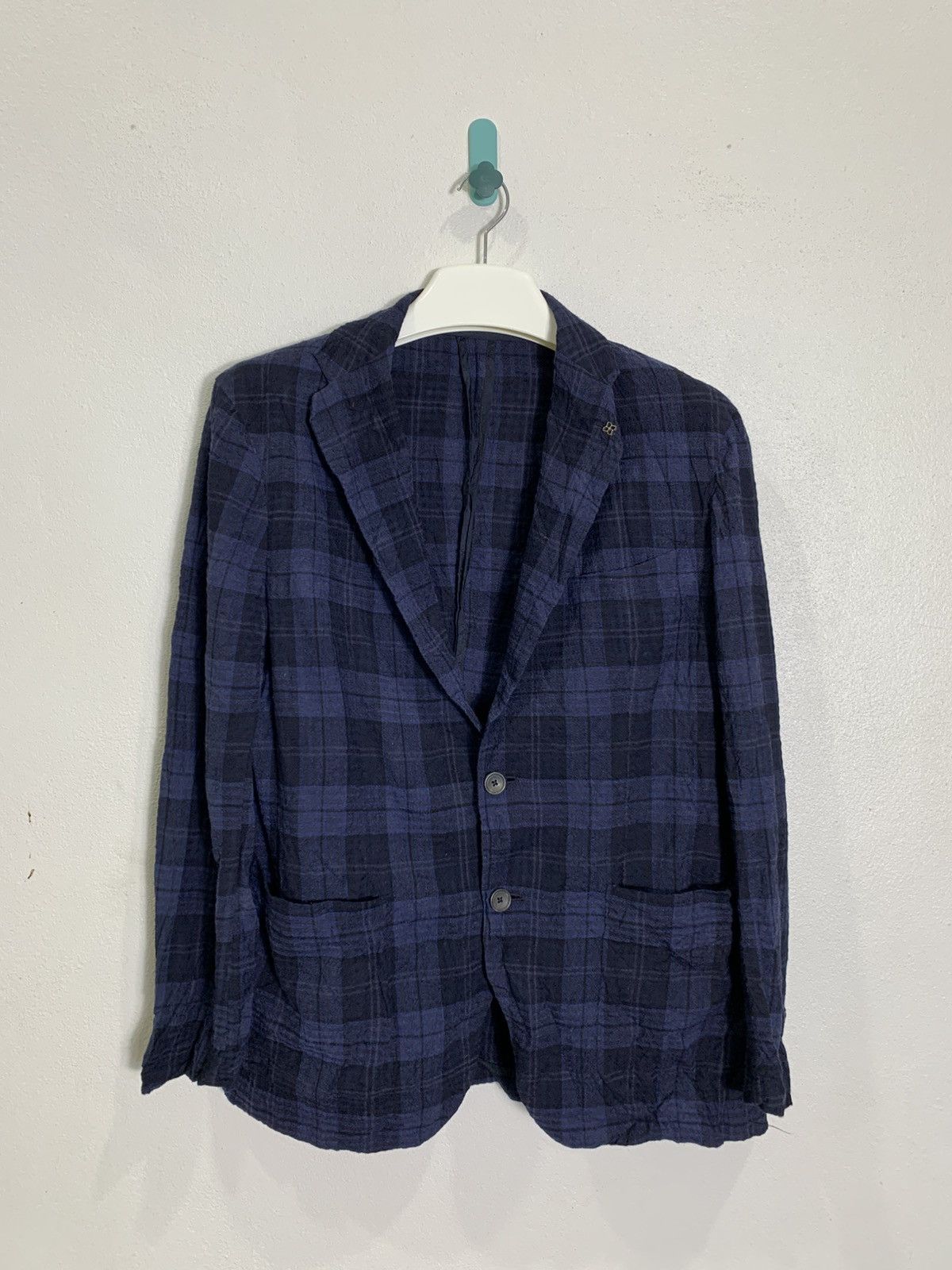 G-DAKAR22K Navy Blue Tartan Tagliatore Blazer jacket