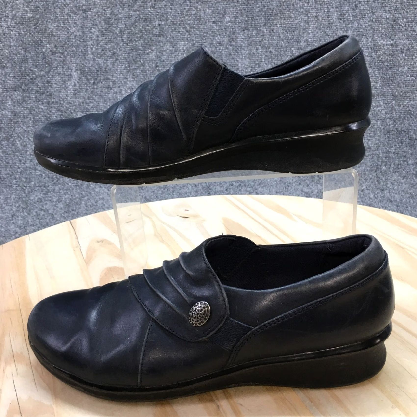 Clarks Clarks Women Loafer Casual Leather Low Top Blue 6.5 M Hope Roxanne Shoes Size M / US 6-8 / IT 42-44 - 2 Thumbnail