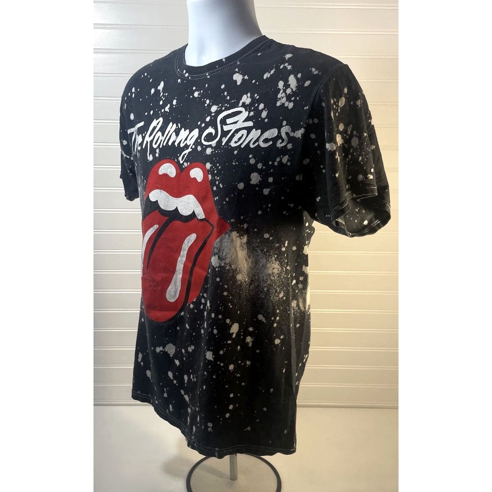Vintage The Rolling Stones Shirt Men Medium Black White Paint Splatter Tongue Graphic Size US M / EU 48-50 / 2 - 3 Thumbnail