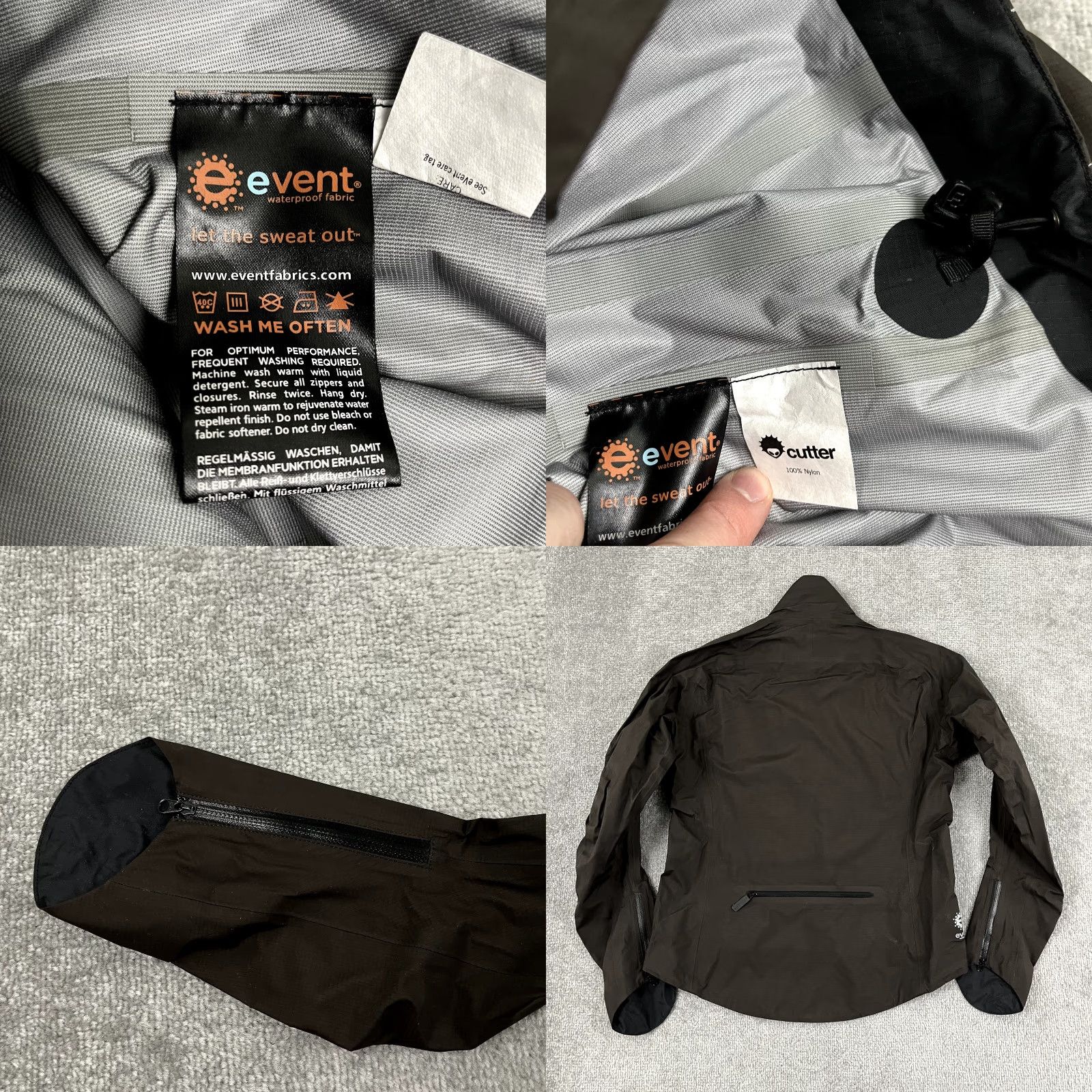 Vintage Cutter Jacket Womens M Faded Black Nylon Waterproof Full Zip Jacket Coat Casual Activewear Sports Outdoor Winter Size M / US 6-8 / IT 42-44 - 8 Thumbnail