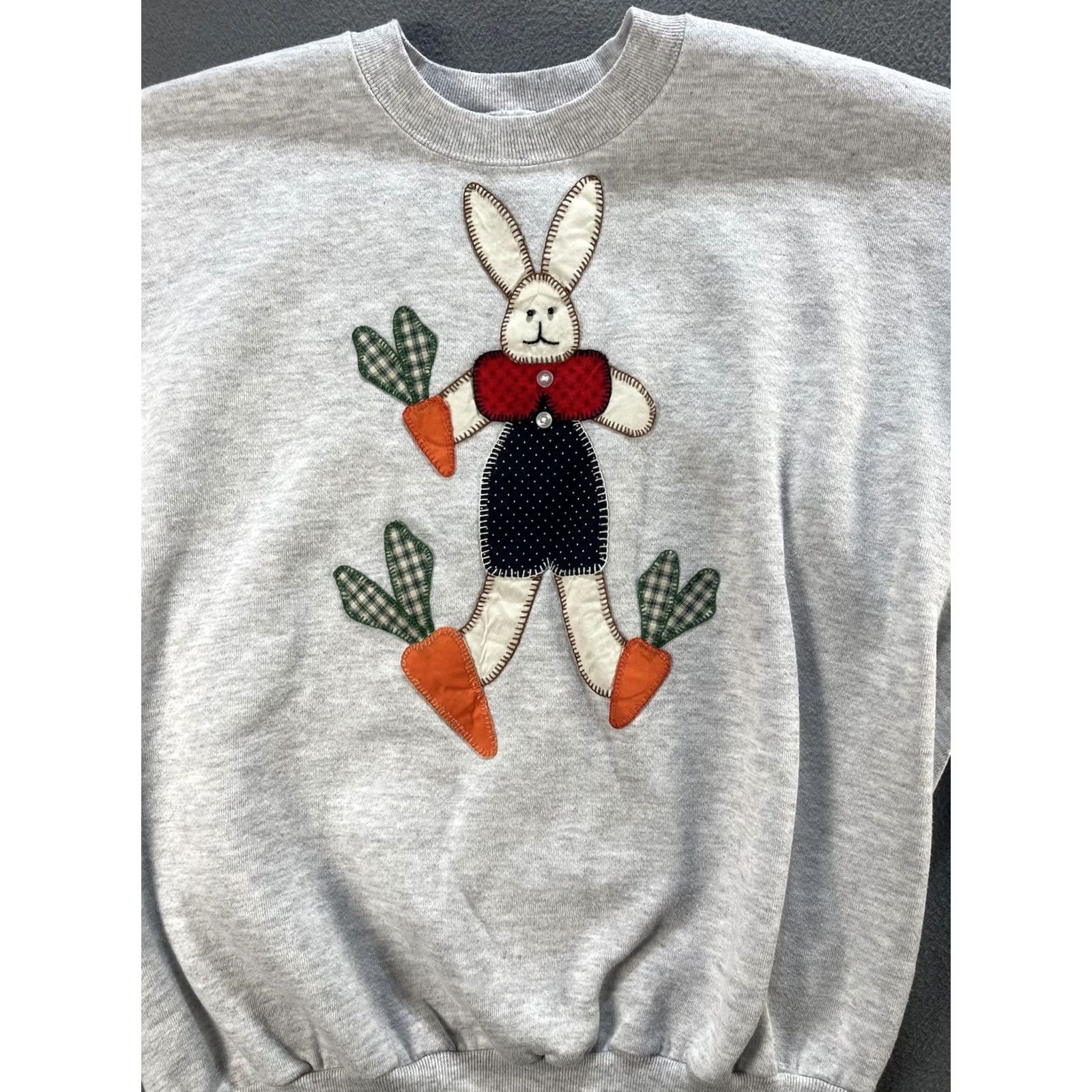 Jerzees VINTAGE Jerzees Sweatshirt Womens XL Gray Bunny Carrot Easter Crewneck USA 90s Mens Size XL / US 12-14 / IT 48-50 - 3 Thumbnail