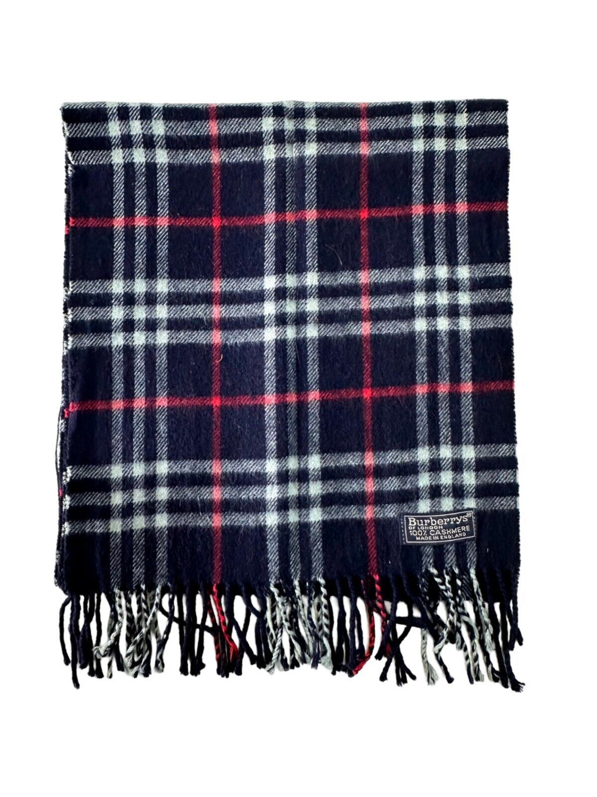 Burberry Burberrys Authentic Unisex Scarf Navy Blue 100% Cashmere Size ONE SIZE - 5 Thumbnail
