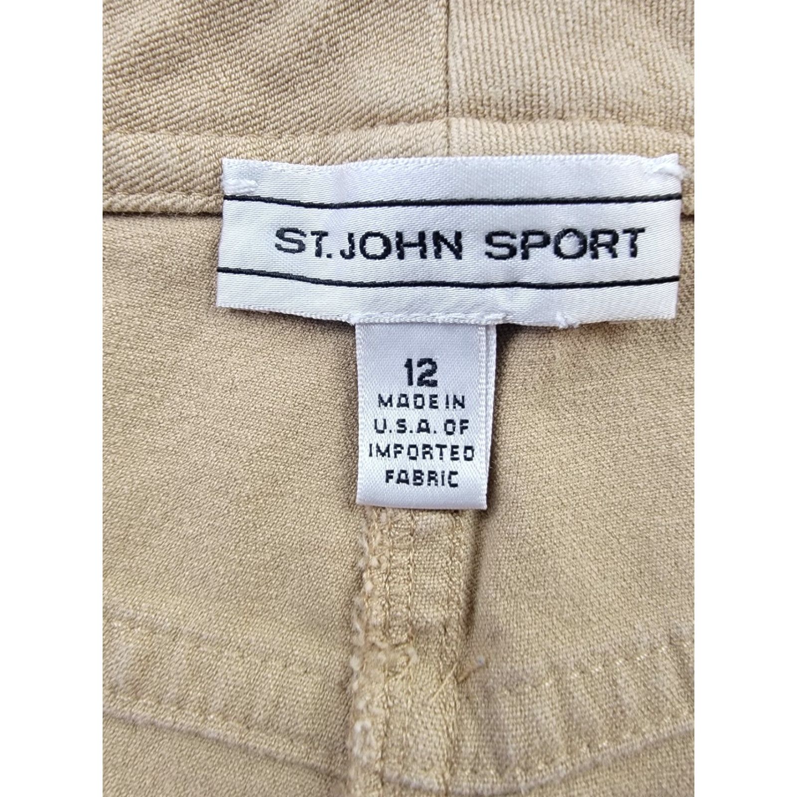 St. John St. John Sport Pants Womens 12 Beige Straight Leg Classic Stretch Size 34" / US 12 / IT 48 - 6 Thumbnail