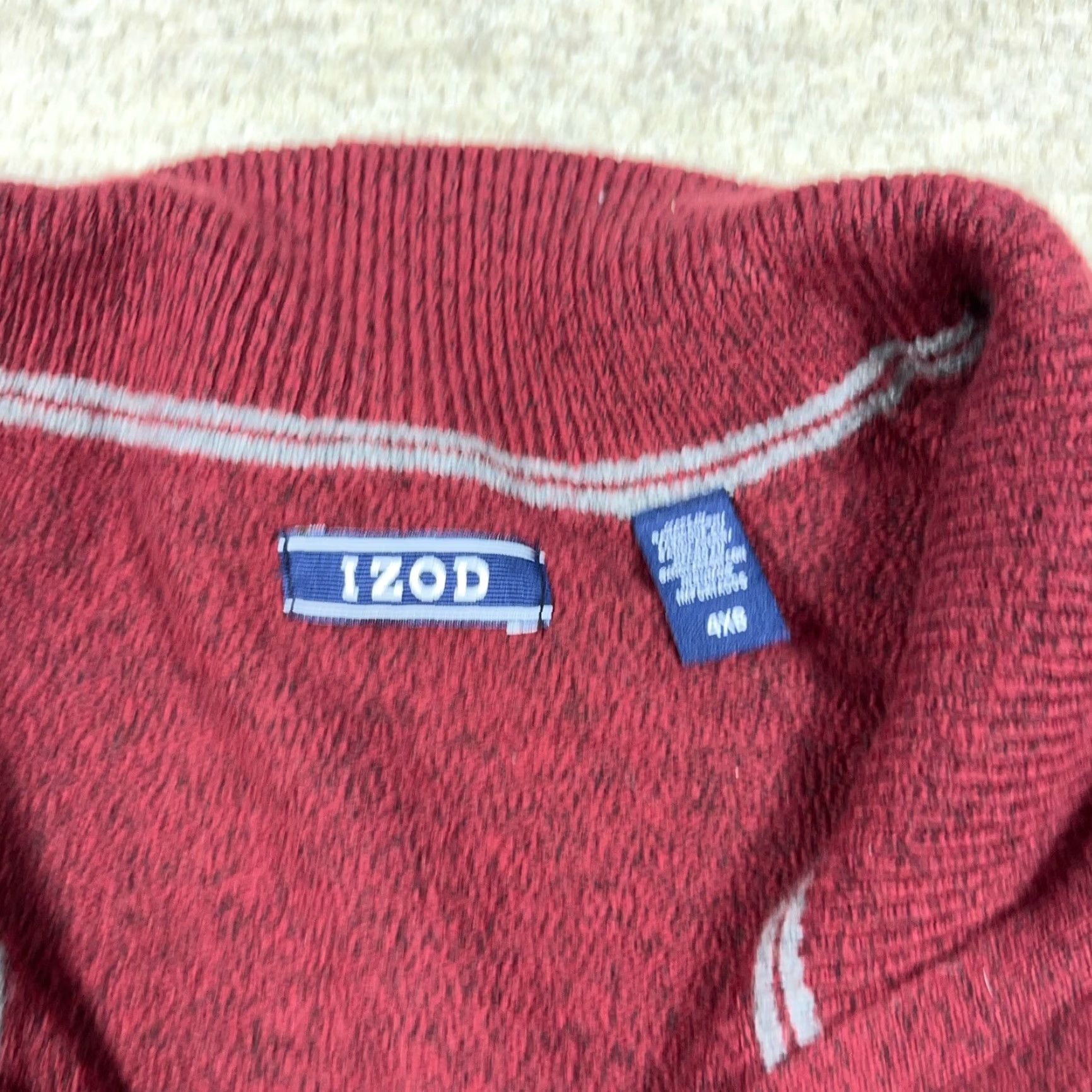 Izod IZOD Sweater Men 4XB Velvet Maroon Gray Pullover Quarter Zip Knit Stripes NEW Size US XXL / EU 58 / 5 - 5 Thumbnail