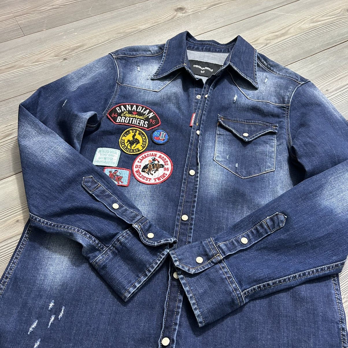 Dsquared2 Dsquared2 Distresses Western Denim Shirt With Patches Size US M / EU 48-50 / 2 - 9 Thumbnail
