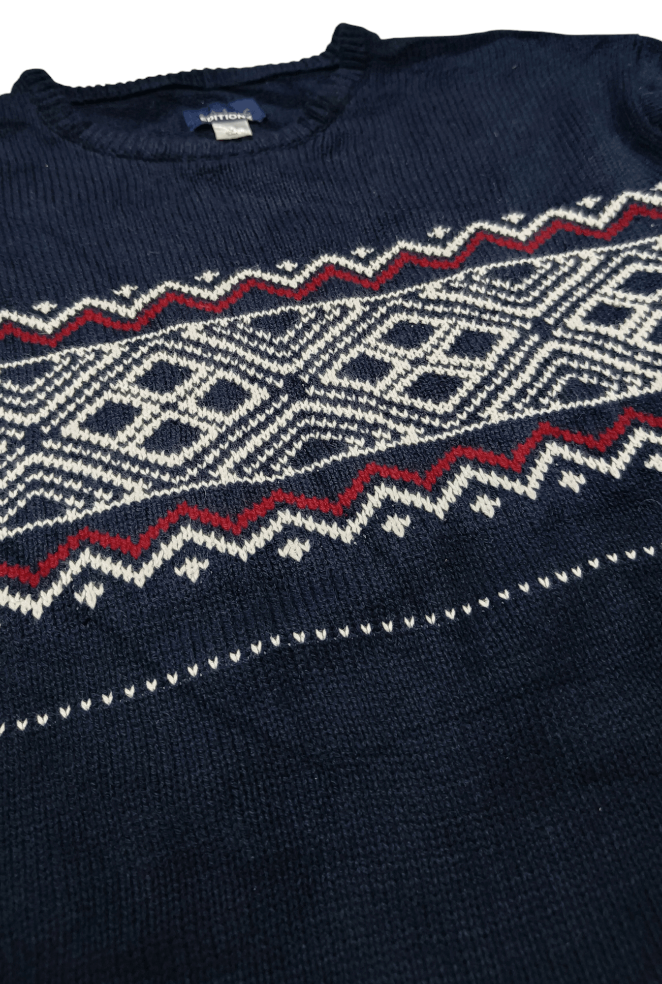 Basic Editions BASIC EDITIONS Ethnic Striped Motifs Knit Cotton Sweater Size US XL / EU 56 / 4 - 8 Thumbnail