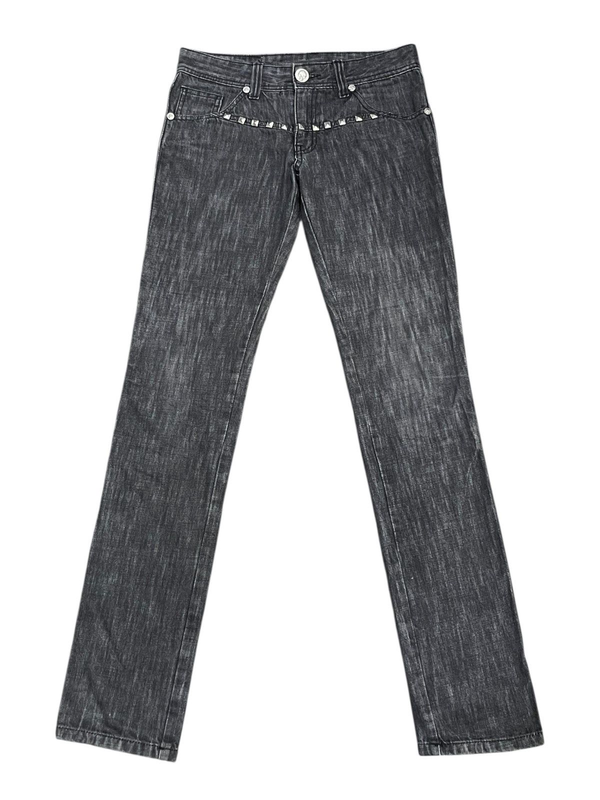 Japanese Brand 🔥Vintage BLACK CASVA BONE PEOPLE Punk Studded Denim Jeans Size US 28 / EU 44 - 4 Thumbnail