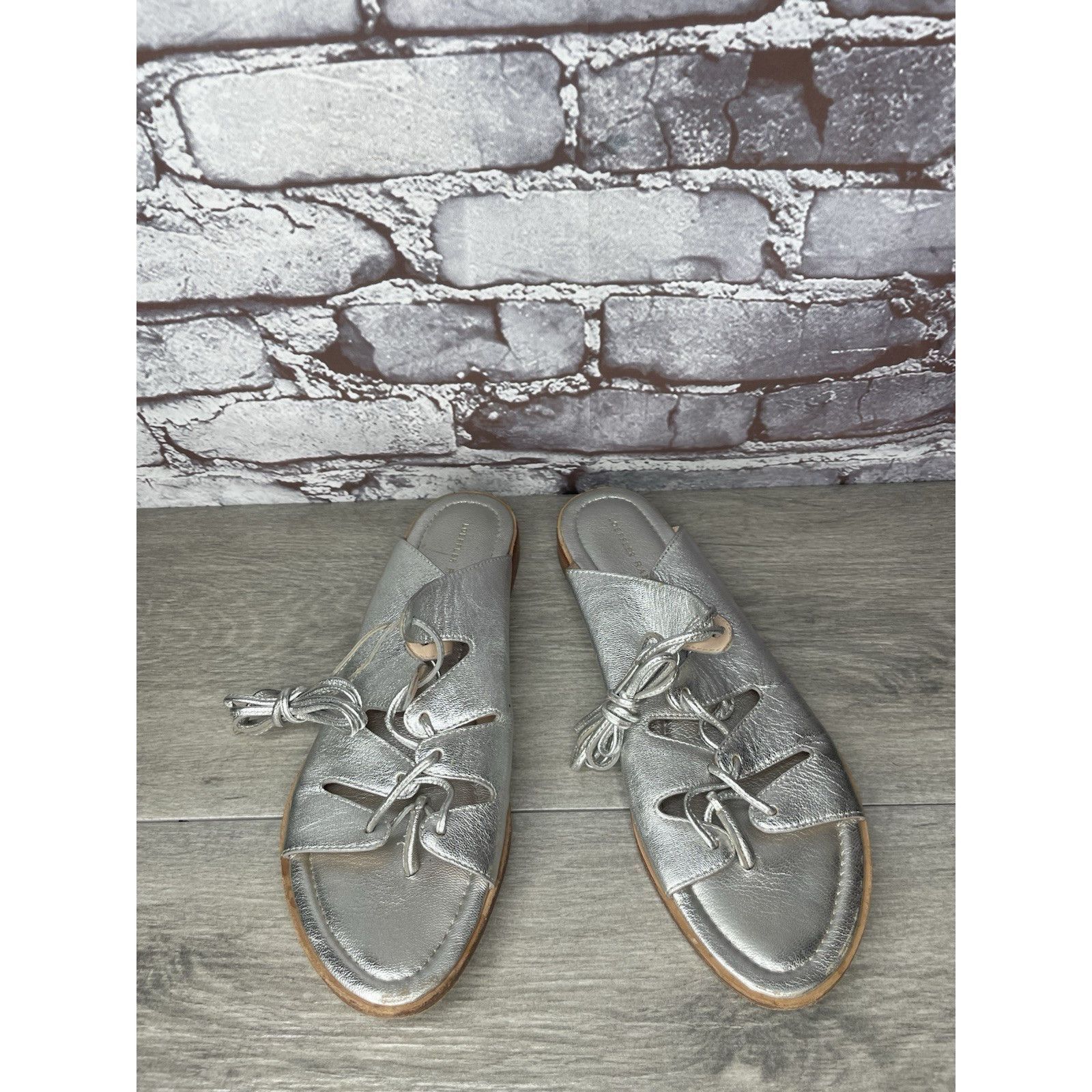 Loeffler Randall Loeffler Randall Kira GT Silver Metallic Thong Sandals Women Size US 9.5 / IT 39.5 - 12 Thumbnail