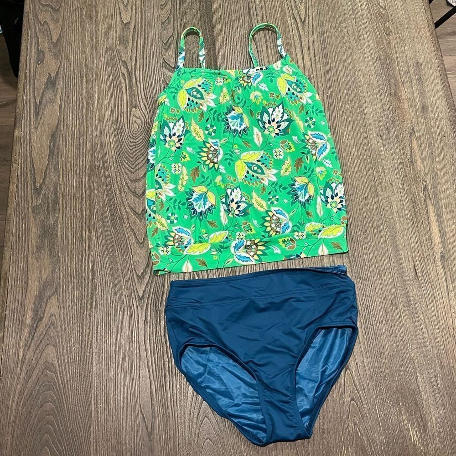 Vintage Lands End Bathing Suit Tankini Floral Tank Padded Size 4/6 Size ONE SIZE - 1 Thumbnail
