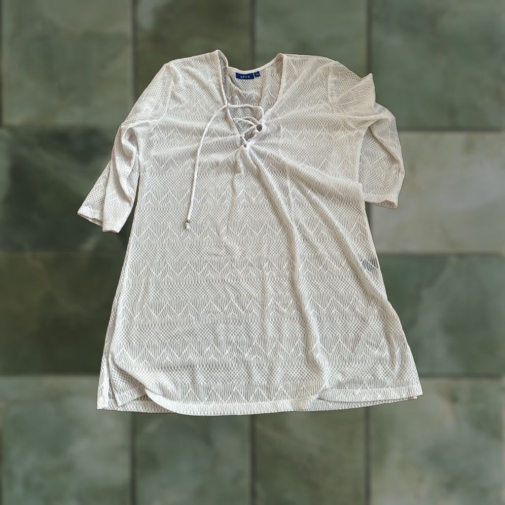 Apt. 9 Apt. 9 Beach - Swim Coverup Large White Pullover with Front Tie Size L / US 10 / IT 46 - 1 Thumbnail