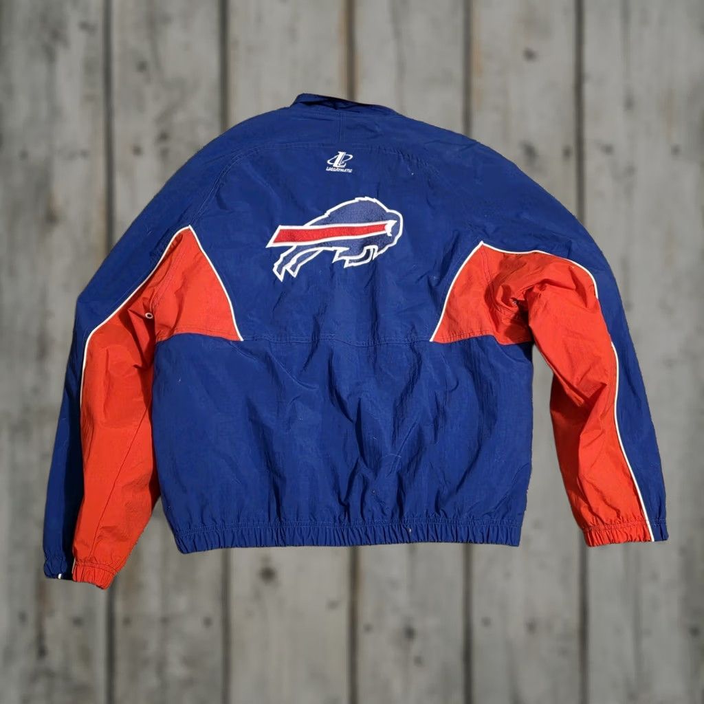 Logo Athletic VINTAGE 90s Buffalo Bills Logo Athletic Full Zip Jacket Windbreaker Men's L Blue Satin Polyester Nylon Logo Windbreaker 90s Men Jacket Full Zip Size US L / EU 52-54 / 3 - 1 Thumbnail