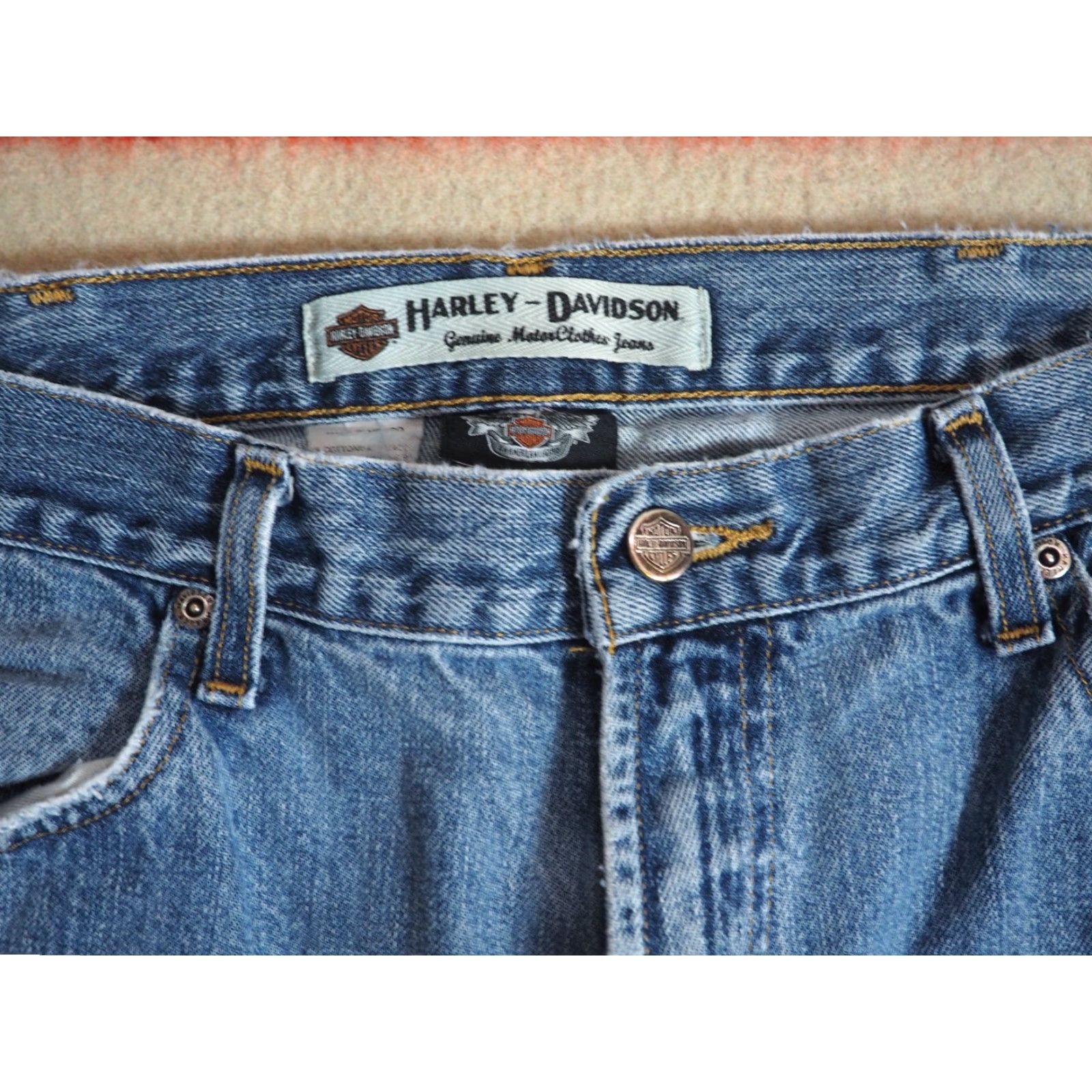 Harley Davidson VINTAGE Harley Davidson Jeans - Denim, 2000s, Grunge Distressed Blue 36x30 Adult Mens Regular Subculture Casual Clothing Size US 36 / EU 52 - 6 Thumbnail