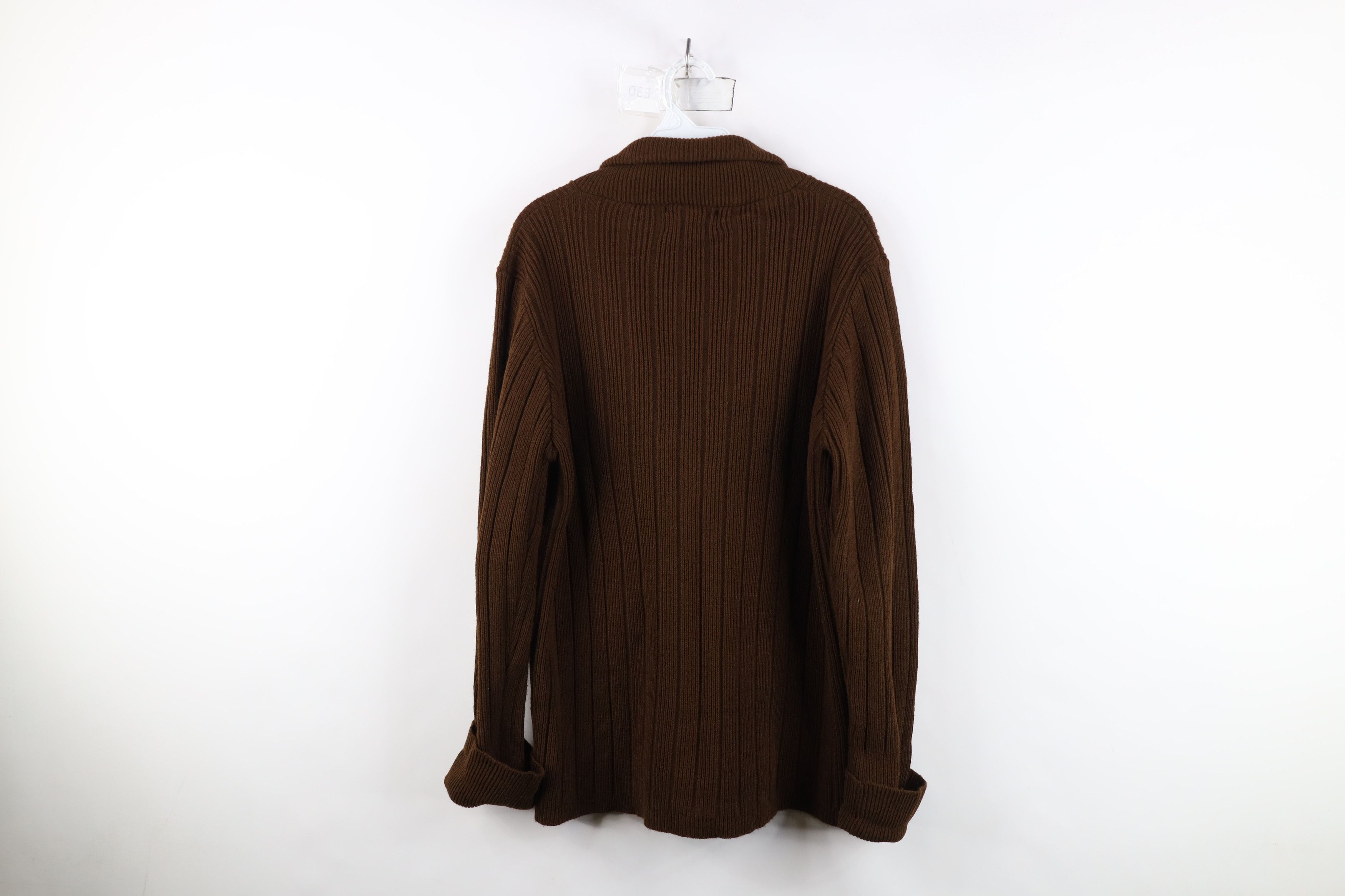Vintage Vinage 60s 70s Streetwear Ribbed Knit Cardigan Sweater Brown Size L / US 10 / IT 46 - 10 Thumbnail