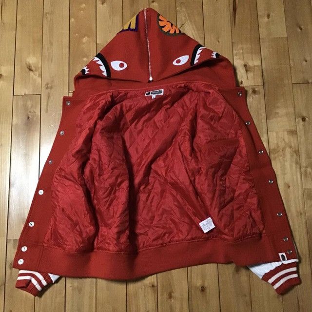 Bape BAPE Leather Sleeve Shark Hoodie Varsity Jacket APE NIGO Size US M / EU 48-50 / 2 - 8 Thumbnail
