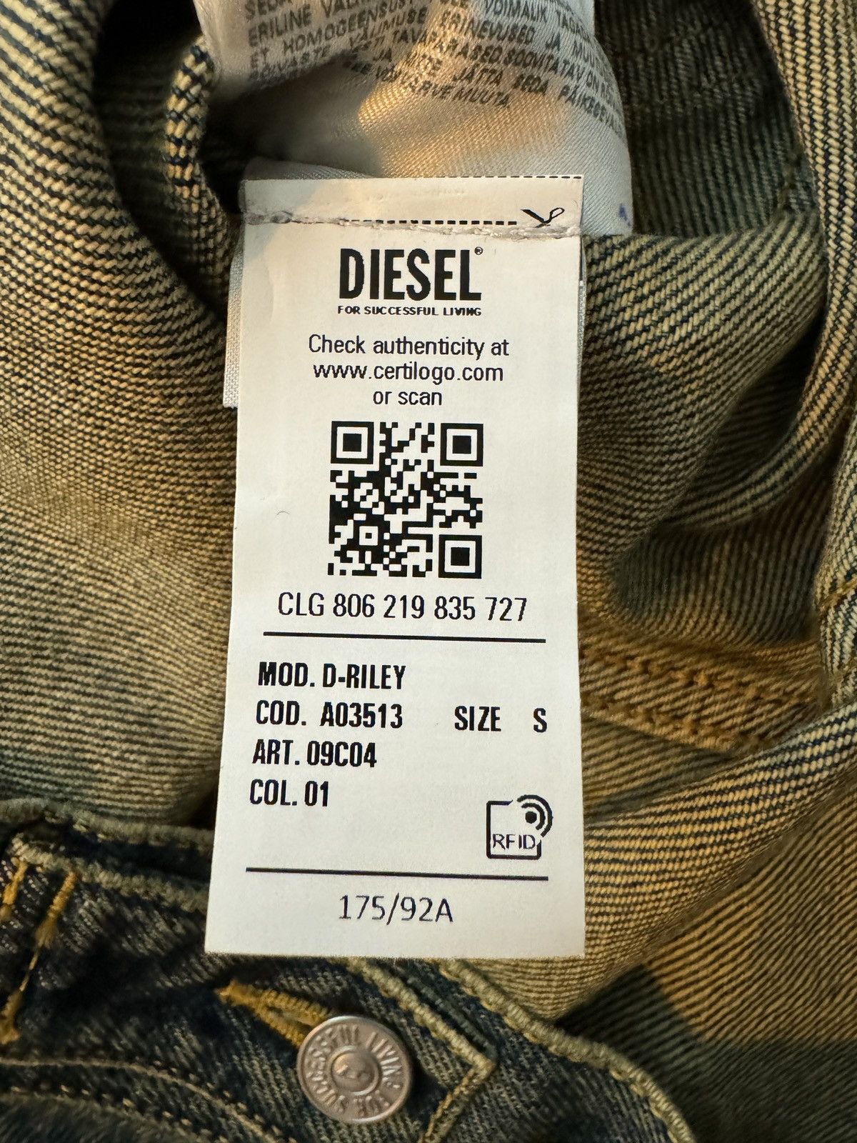 Diesel D-RILEY TRUCKER JACKET Size US S / EU 44-46 / 1 - 6 Thumbnail