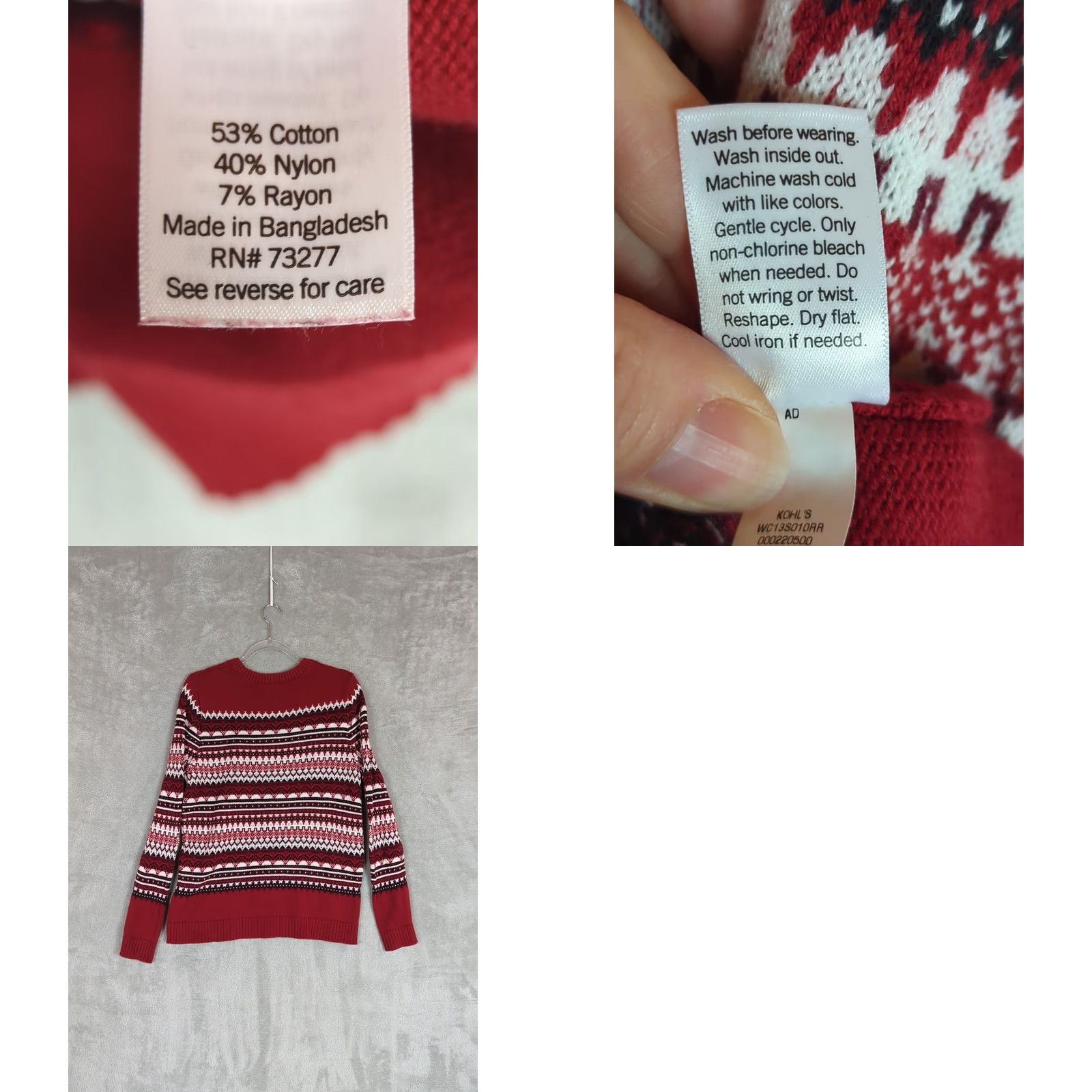 Croft & Barrow Croft Barrow Sweater Medium Red Long Sleeve Crew Neck Stripe Fair Isle Christmas Pullover Womens Size M / US 6-8 / IT 42-44 - 8 Thumbnail