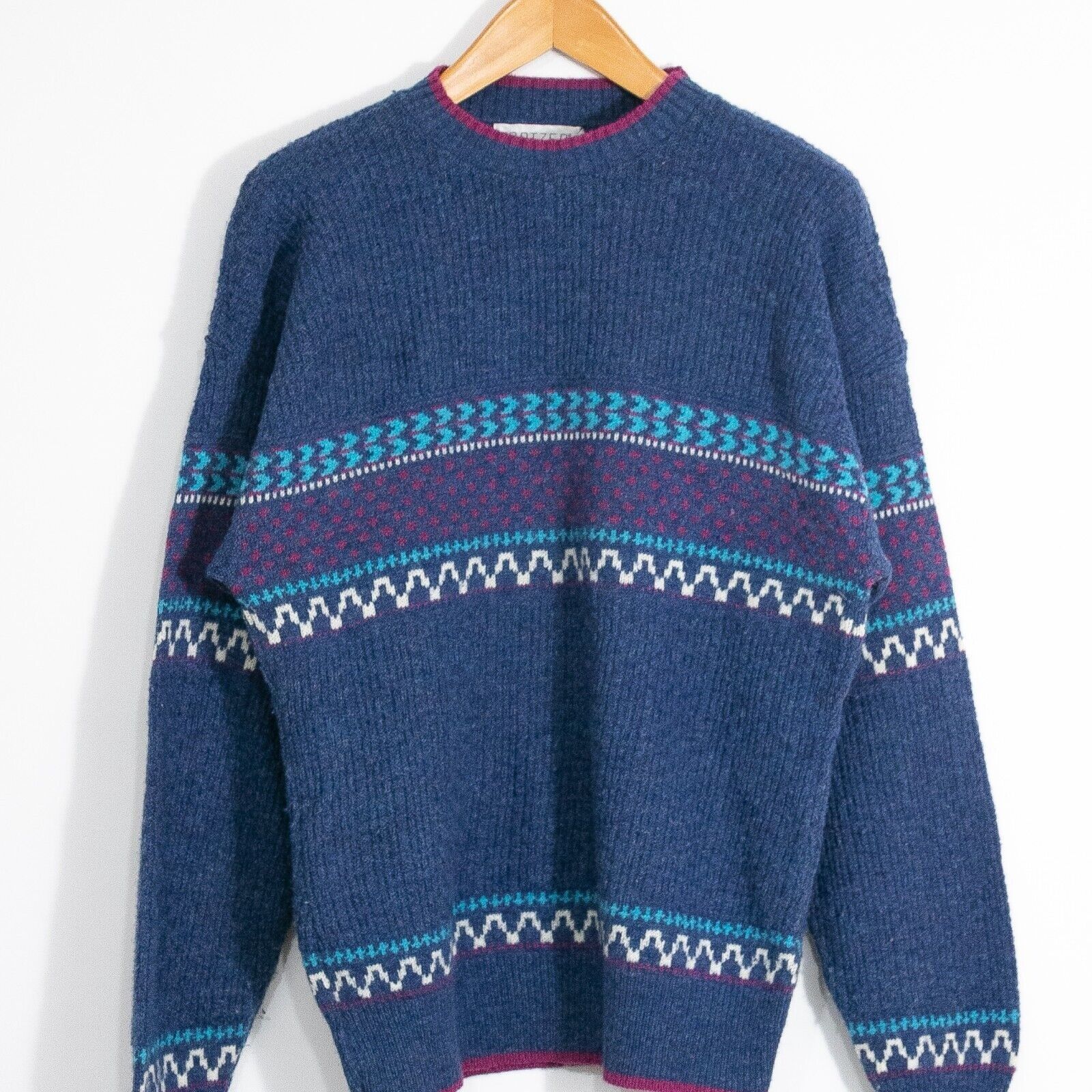 Jantzen × Vintage Vintage Jantzen Fair Isle Striped Sweater Mens Large - Wool Size US L / EU 52-54 / 3 - 2 Thumbnail