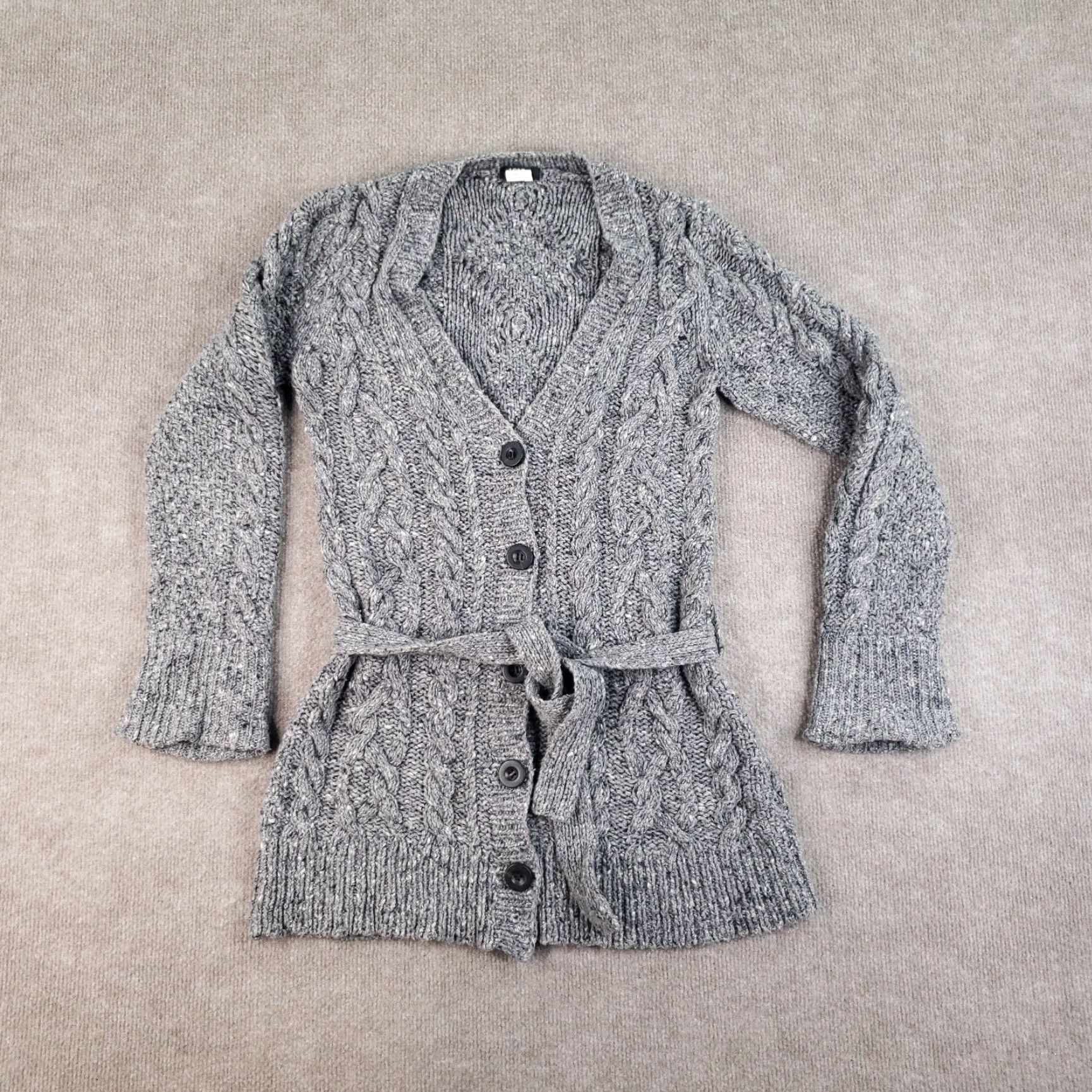 J.Crew J.CREW Sweater Womens M Gray Long Sleeve Cable Knit Button Front Handknit Size M / US 6-8 / IT 42-44 - 2 Thumbnail