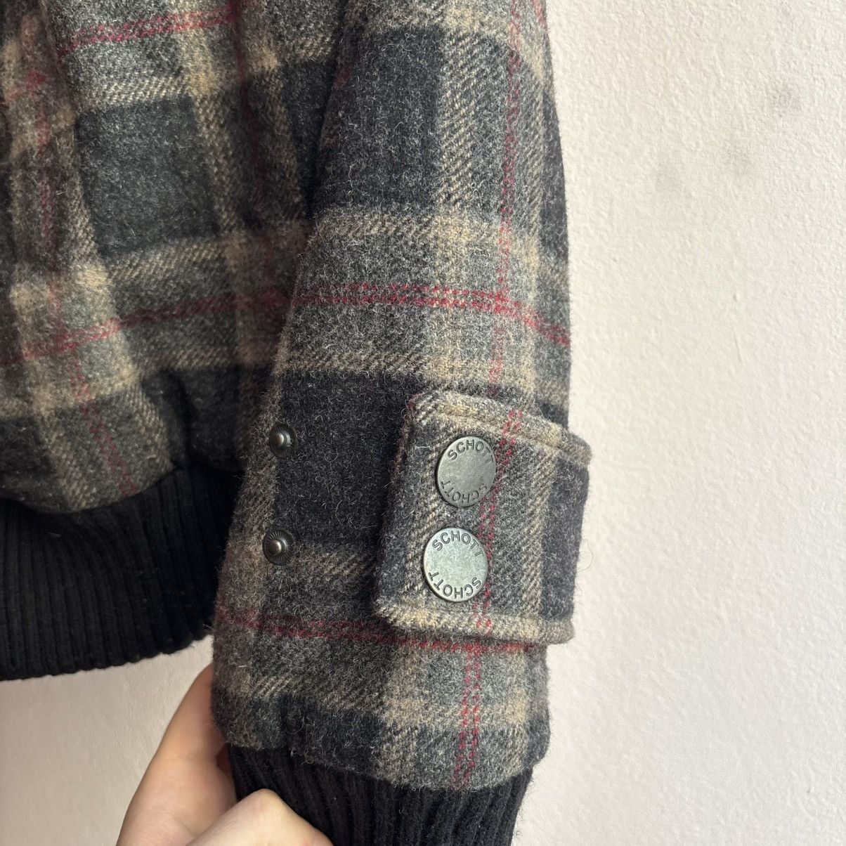 Schott Vintage Schott NYC Plaid Wool Duffle Bomber Jacket w/ Hood Size US S / EU 44-46 / 1 - 4 Thumbnail