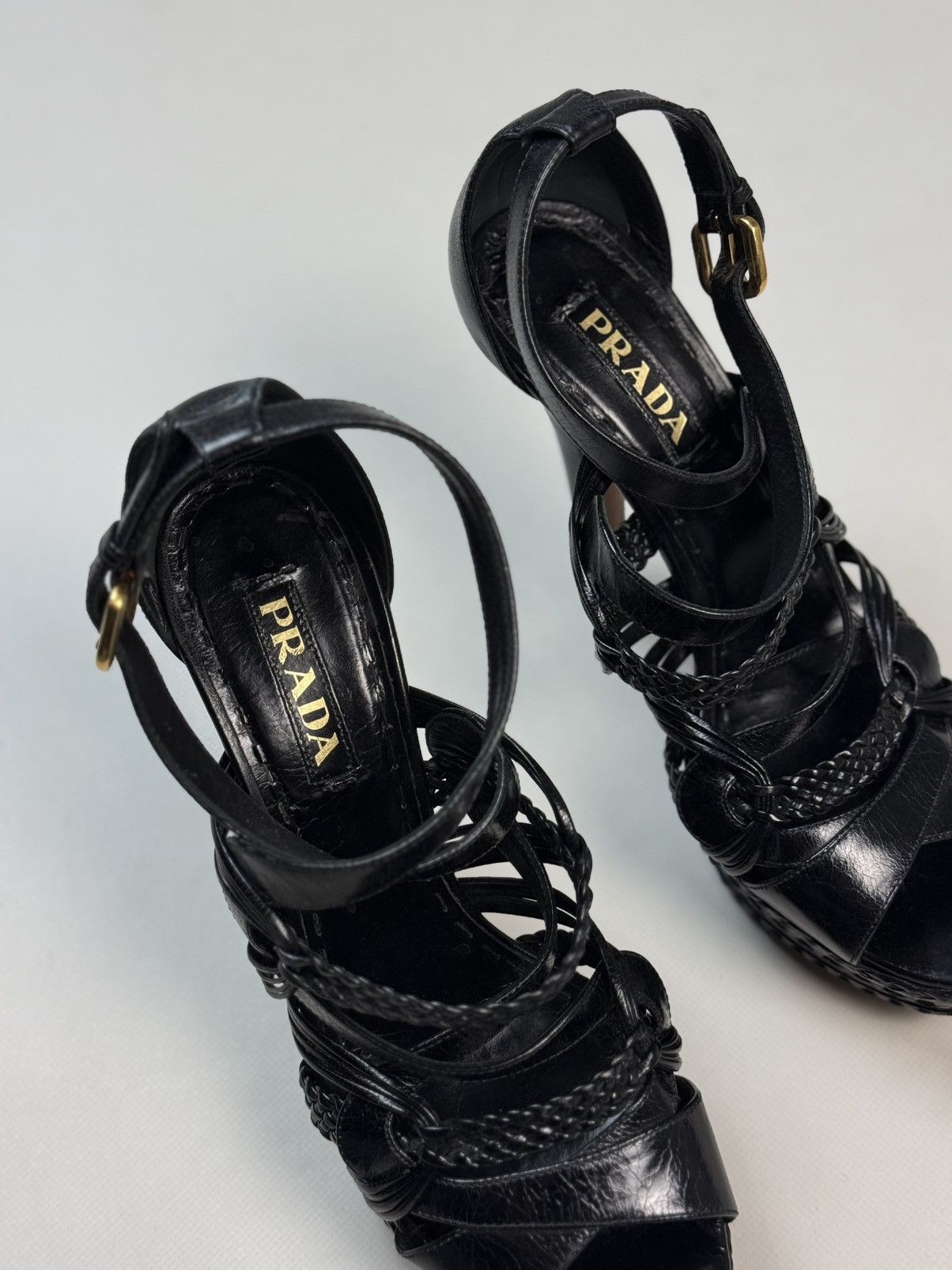 Prada Prada Ladies Black Leather Strappy Heels Shoes Size 41 Size US 10 / IT 40 - 4 Thumbnail