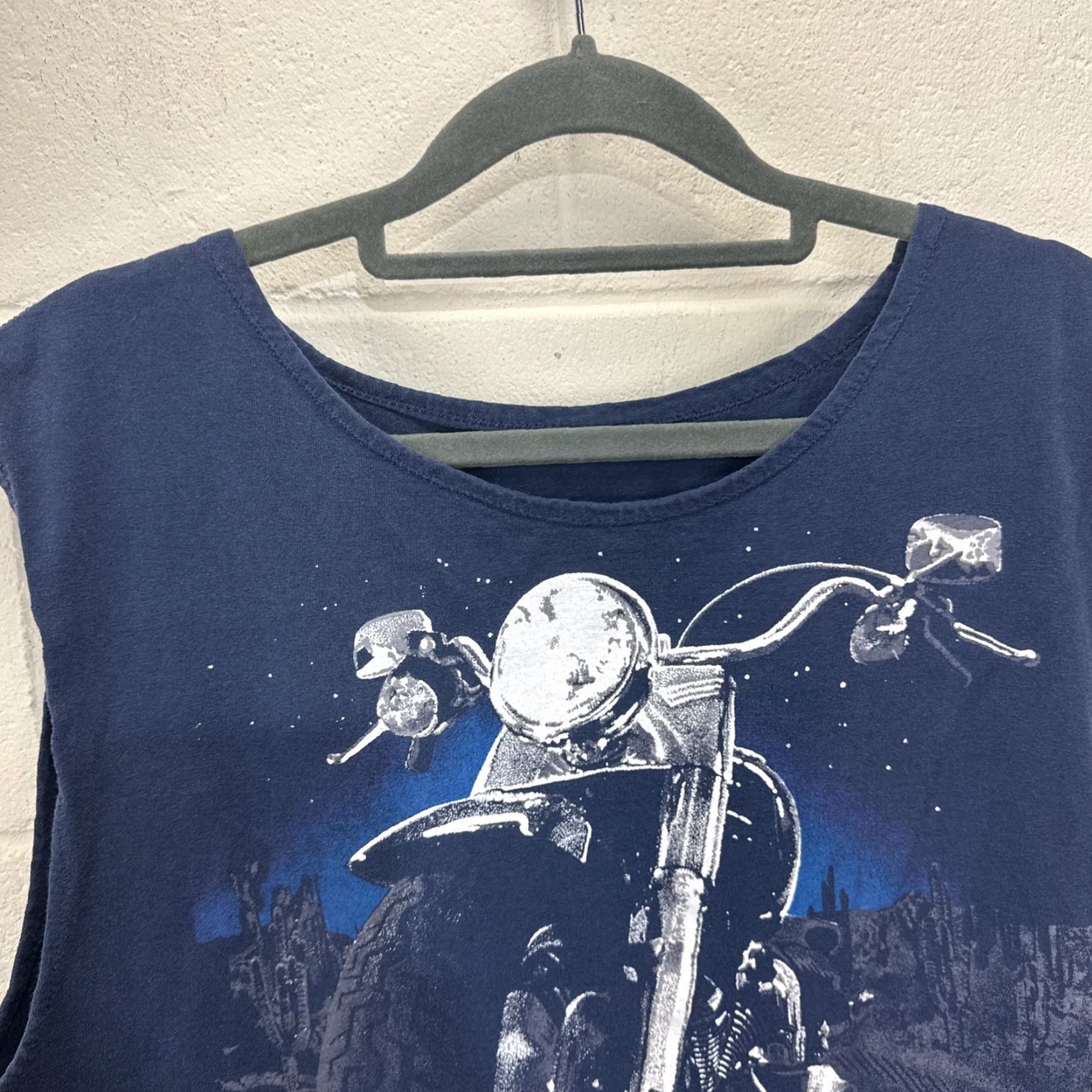 Harley Davidson VINTAGE Harley-Davidson Graphic Tank Top Blue Large 90s Biker Mens Size US L / EU 52-54 / 3 - 4 Thumbnail