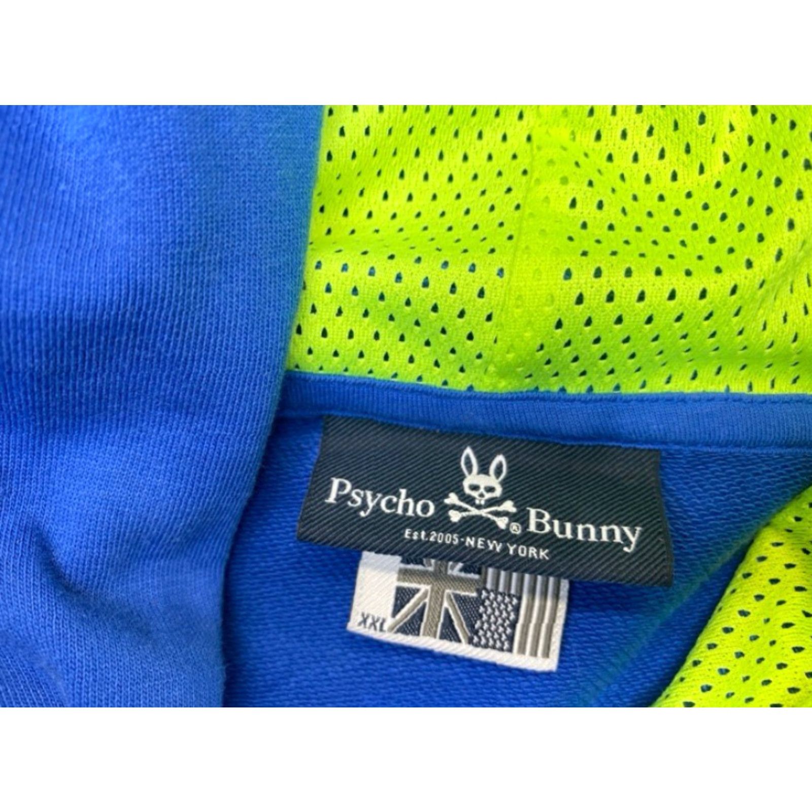 Psycho Bunny Psycho Bunny Hoodie Mens 2XL Royal Blue Chartreuse Green Words Embroidered 8227 Size US XXL / EU 58 / 5 - 7 Thumbnail